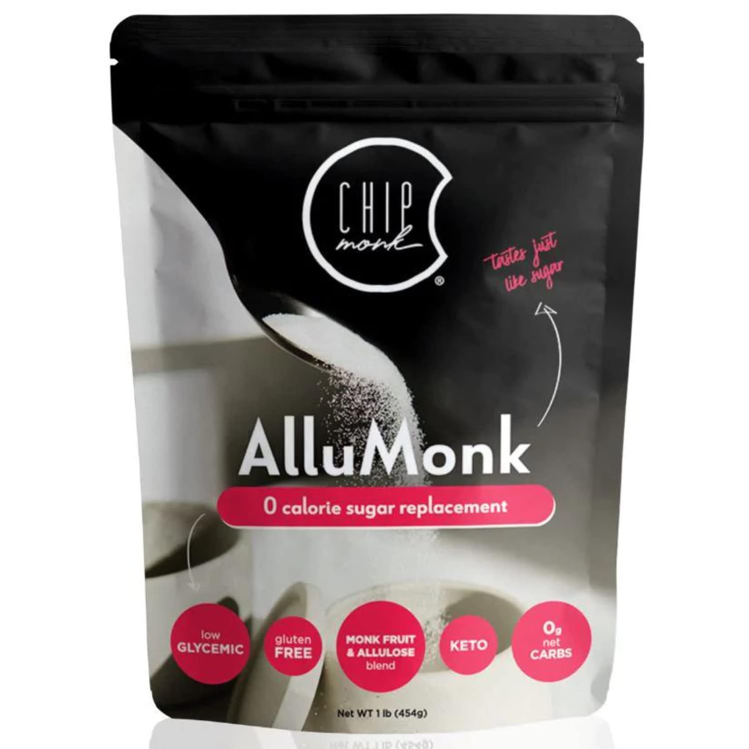 ChipMonk AlluMonk - Allulose and Monk Fruit Sweetener Blend - Zero Calorie, Zero Carb, Keto, Diabetic & Paleo Friendly Sugar Substitute - Gluten Free, Vegan - Perfect for Baking, Coffee & Healthy Recipes