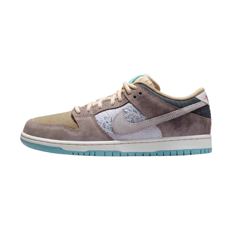 Nike SB Dunk Low Sneakers - Baroque Brown, Summit White, Sanddrift, Dark Smoke Grey & Paradise Aqua Colorways | Men's Skateboarding Shoes for Streetwear & Casual Wear