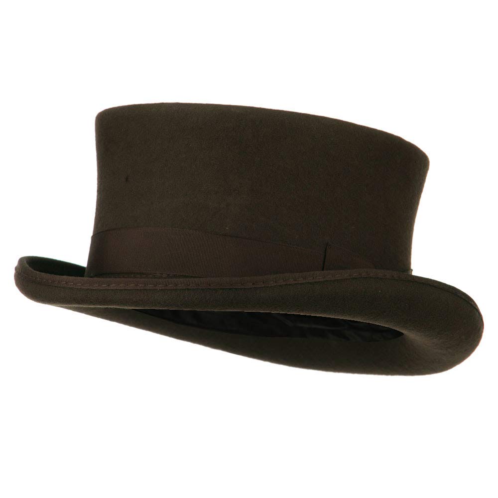 Premium Men's Wool Felt Top Hat - Classic Brown Formal Hat for Weddings, Victorian Costumes & Steampunk Outfits