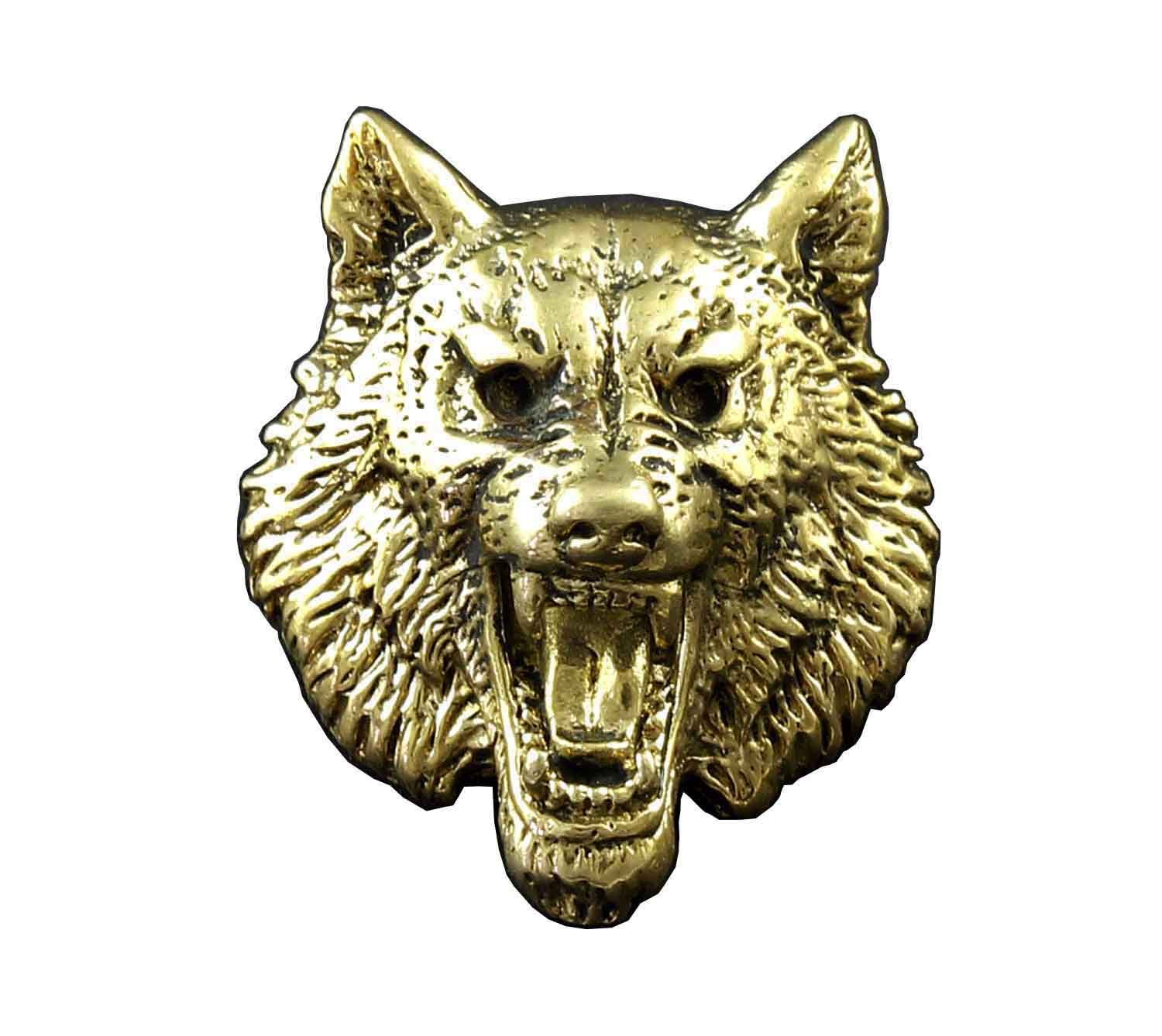 Wolf Head Solid Brass Concho for Biker Wallet - Screw Back Design - Western Style Belt Buckle Accessory - Perfect for Leather Crafts, Motorcycle Gear & Cowboy Boot Decor