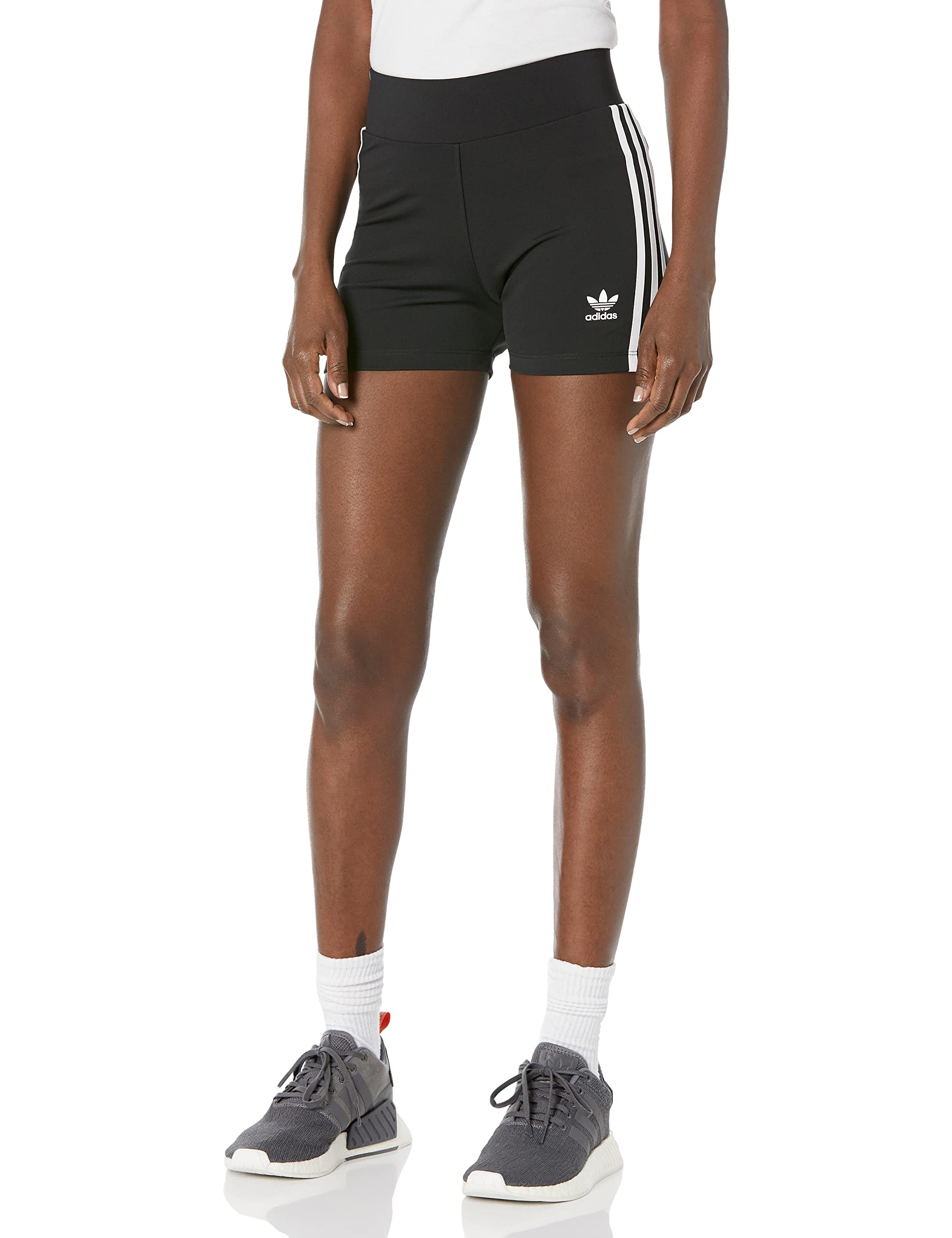 Adidas Originals Women's High-Waisted Booty Shorts - Comfortable Workout & Lounge Shorts for Running, Yoga, Gym & Casual Wear