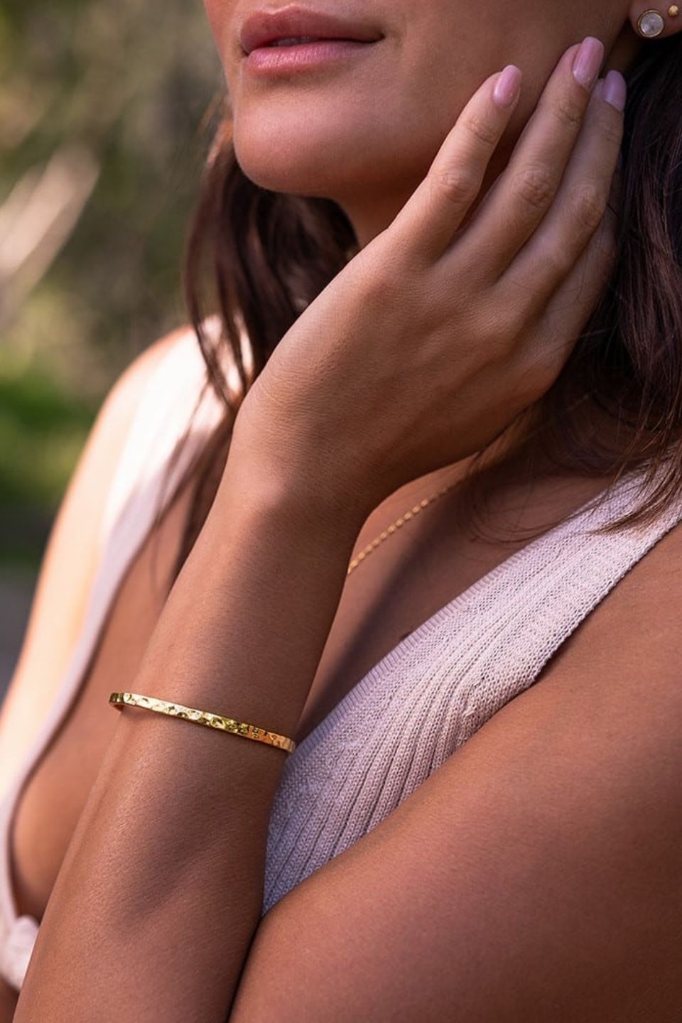 18k Gold Plated Hammered Cuff Bangle Bracelet for Women - Elegant Stackable Jewelry for Everyday Wear & Special Occasions