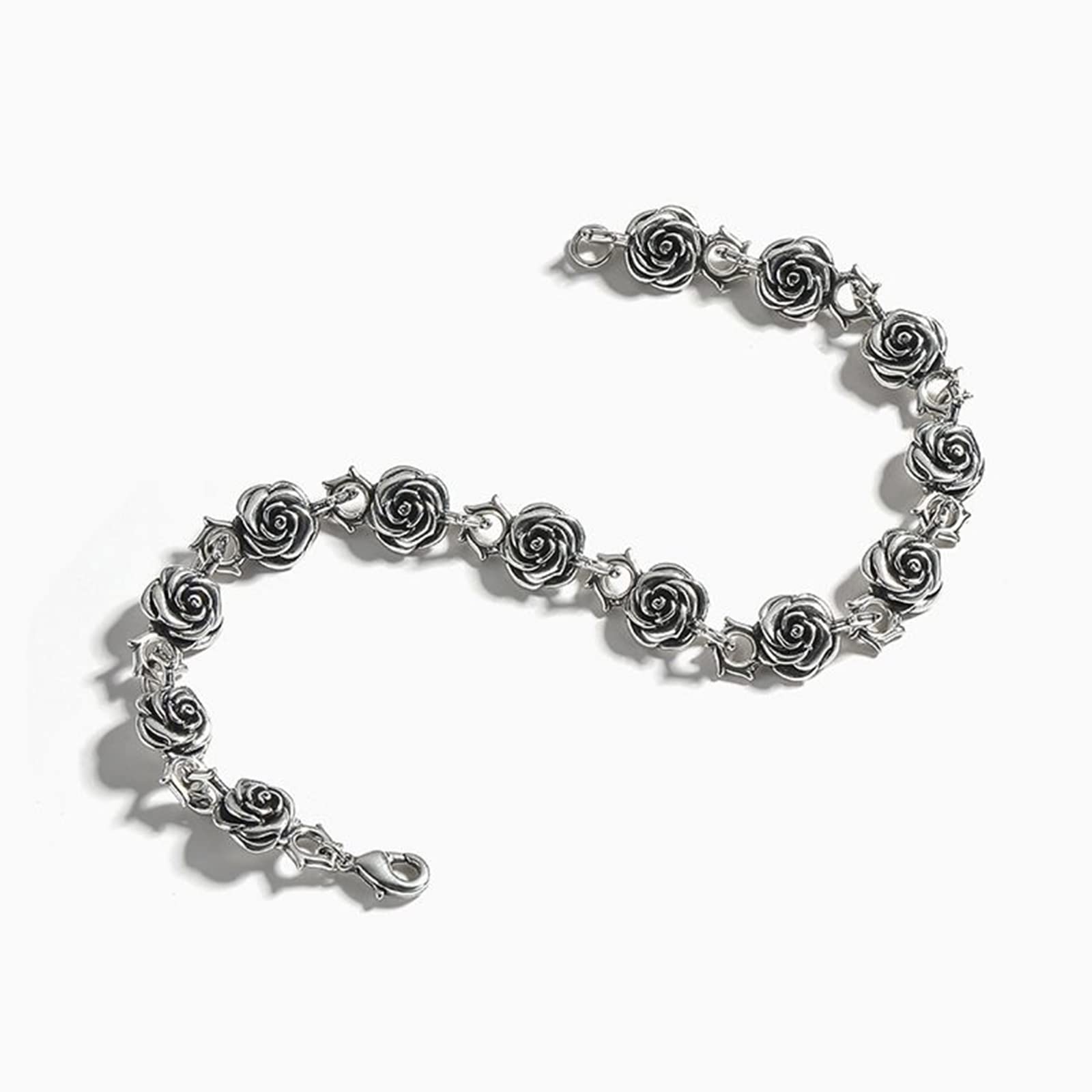 Jeulia Sterling Silver Rose Flower Charm Bracelet for Women & Teens - Elegant Jewelry Gift for Wedding, Anniversary, Birthday, Promise | Gothic & Retro Style with Gift Box - Perfect for Romantic Occasions & Everyday Wear