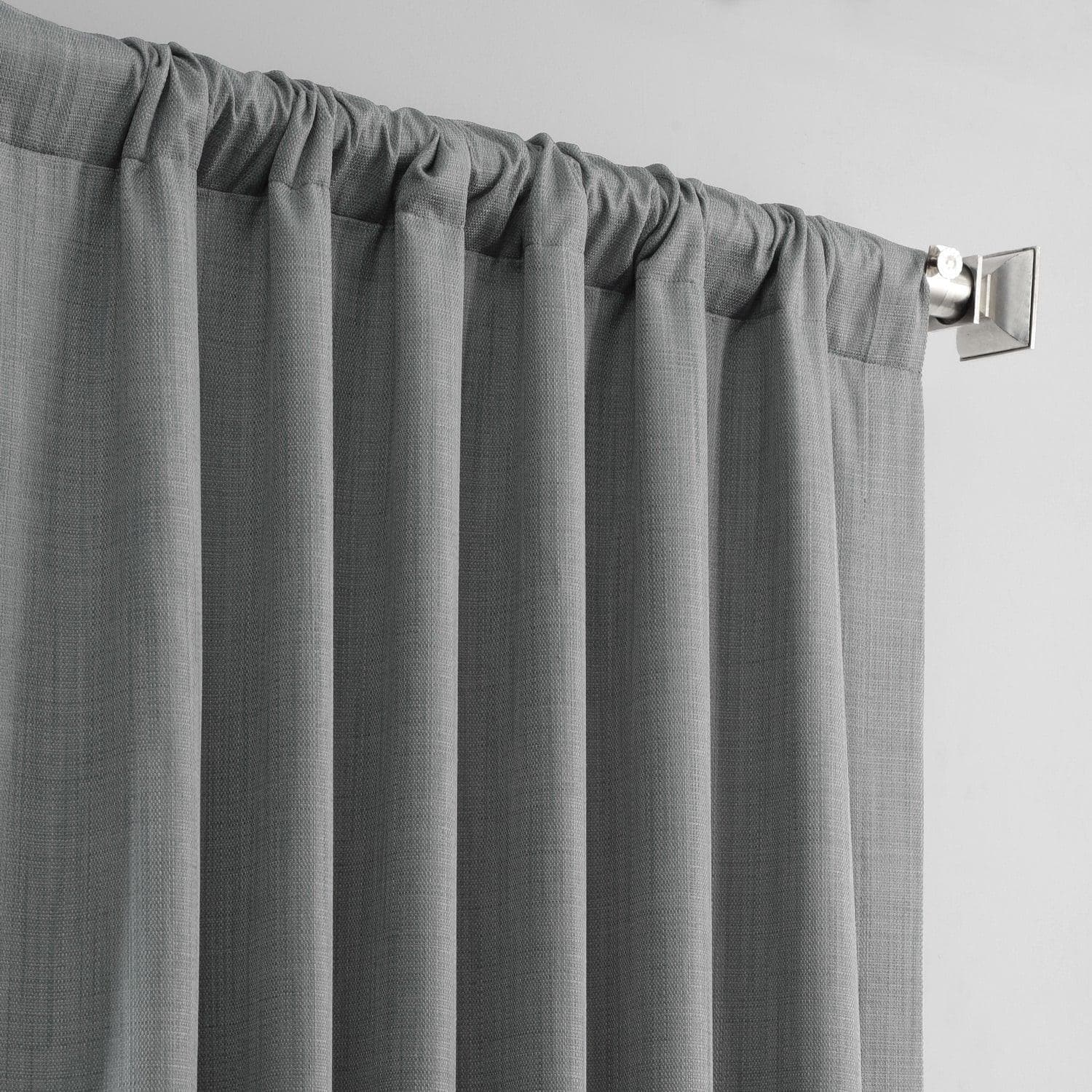 Pebble Grey Textured Italian Faux Linen Blackout Curtains for Bedroom & Living Room - Noise Reducing Thermal Insulated Window Drapes for Hotels, Home Theater, and Nursery