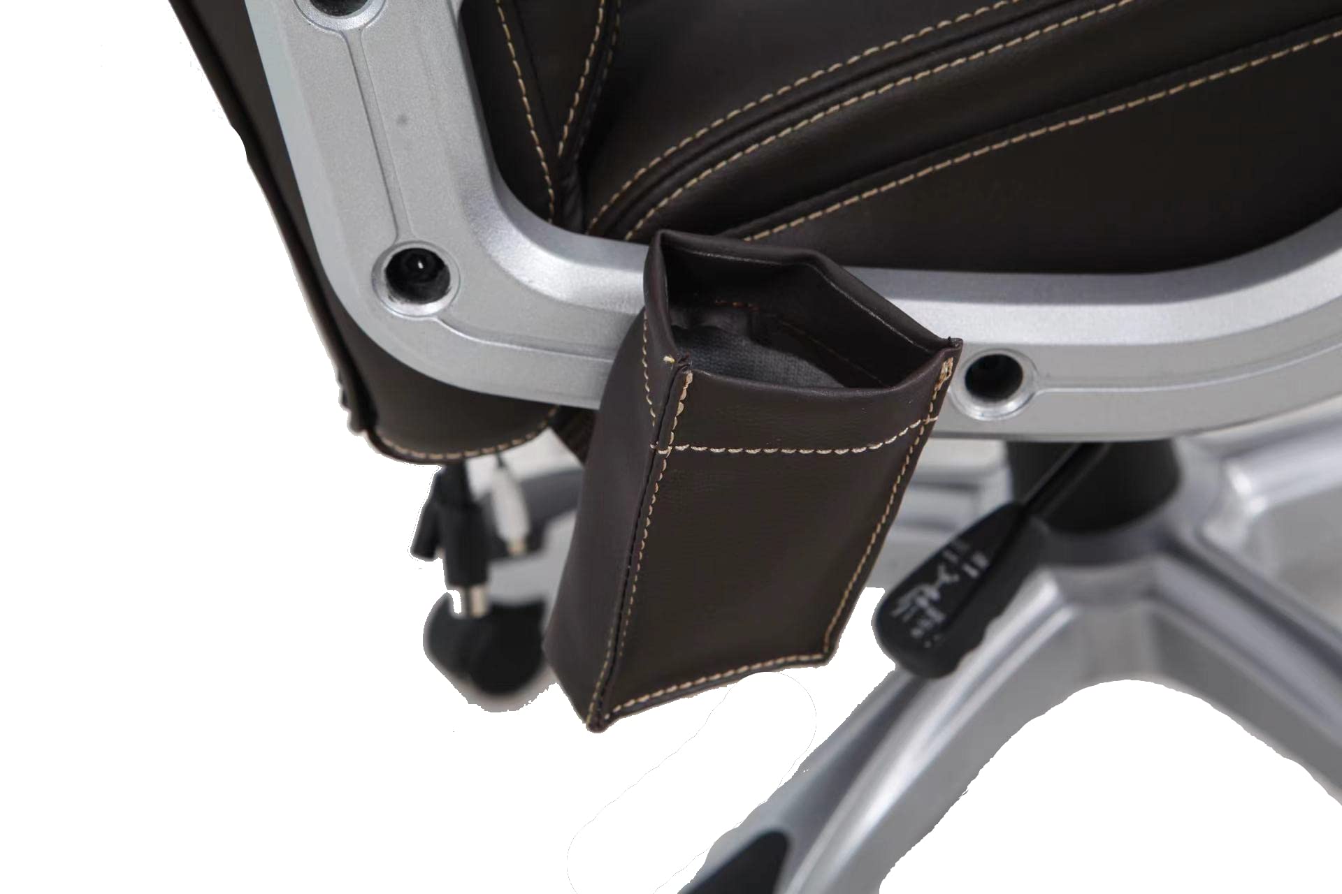 Ergonomic Massage Executive Office Chair with Lumbar Support - Adjustable Height & Reclining - Brown Leather - Perfect for Home Office, Gaming & Workspaces