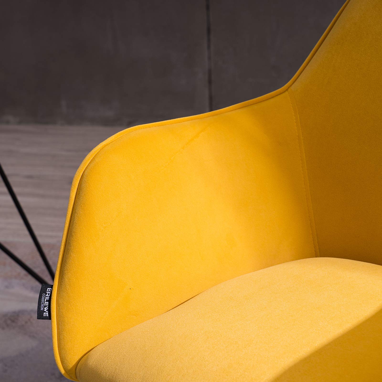 Yoluckea Modern Velvet Home Office Chair - Adjustable Swivel Desk Chair with Ergonomic Support for Women & Teens, Soft Upholstered Task Chair for Living Room, Bedroom or Vanity (Yellow) - Perfect for Remote Work, Online Classes & Home Office Setup