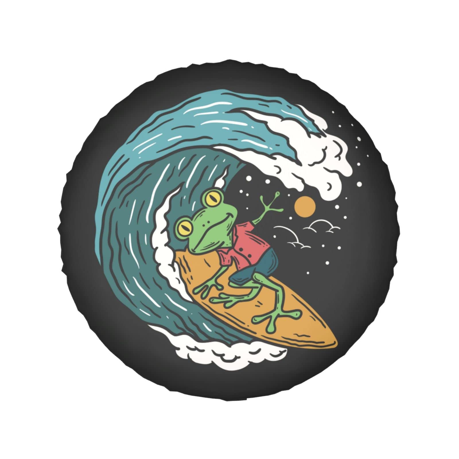 Funny Frog Surfing Tire Cover - 14 Inch Wheel Protector for Truck, SUV, Trailer, RV | Waterproof UV-Resistant Spare Tire Cover | Perfect for Camping, Beach Trips & Outdoor Adventures