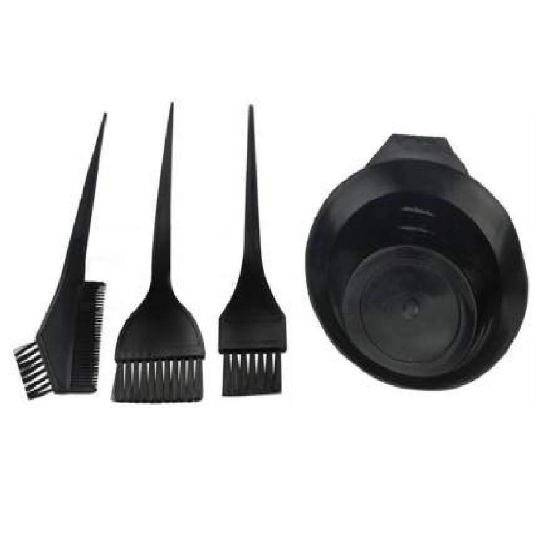CRIYALE 4-Piece Hair Dye Brush and Bowl Set for Women & Men - Professional Salon Hair Coloring Kit with 3 Brushes & Mixing Bowl (Black) - Perfect for At-Home Hair Coloring, DIY Highlights, and Salon Styling