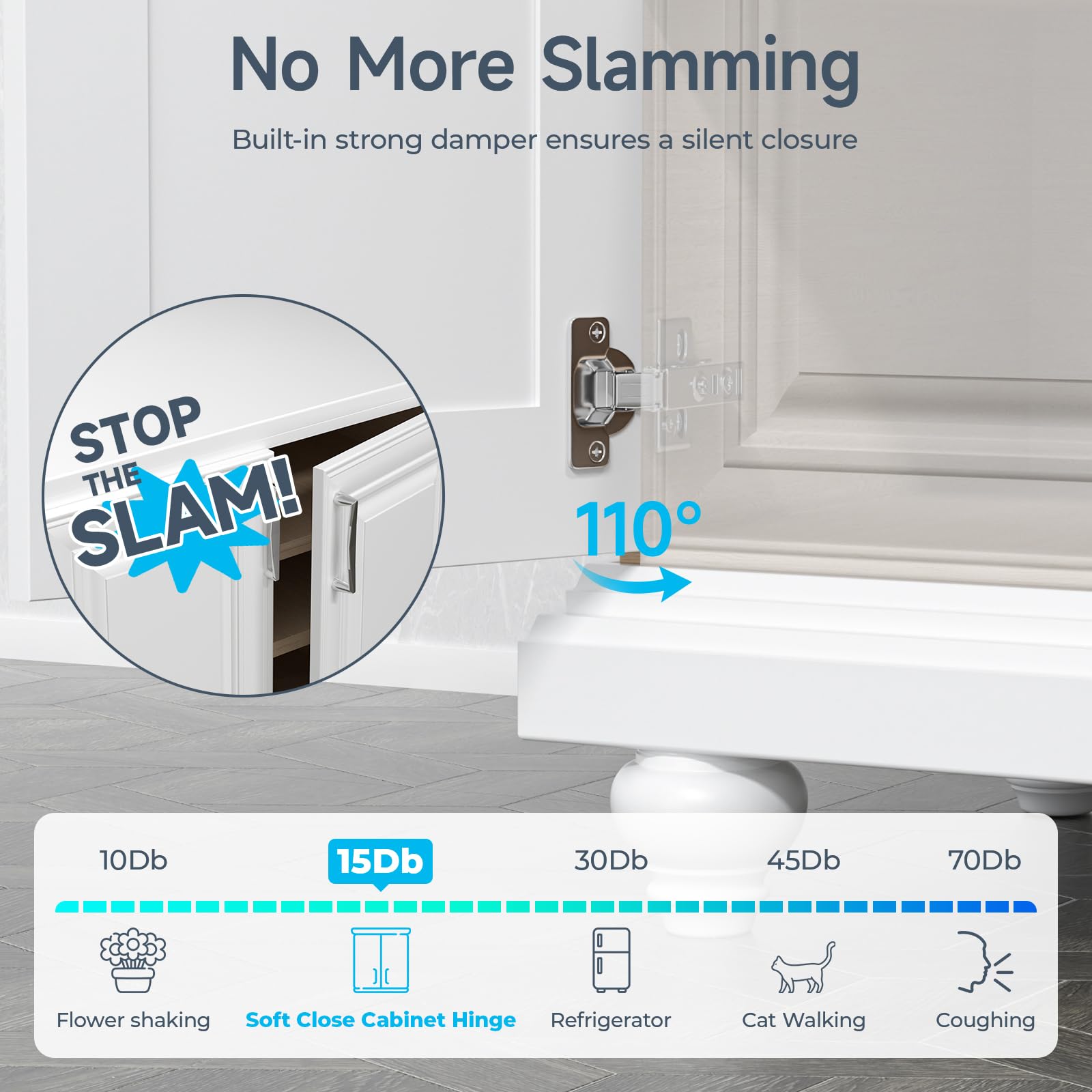 HOSOM 50 Pack Soft Close Cabinet Hinges - Full Overlay Frameless European Hinges with 3-Way Adjustment, 110° Opening Angle for Kitchen Cabinets | Durable Concealed Hinges for Smooth Quiet Closing - Perfect for Home Kitchen Renovation & Cabinet Upgrades