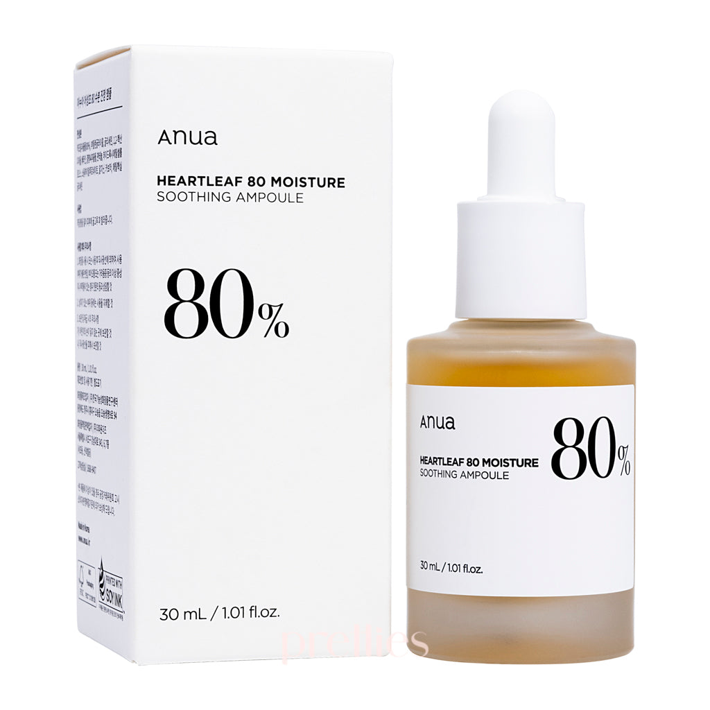ANUA Heartleaf 80% Moisture Soothing Ampoule 30ml - Korean Hydrating Serum for Sensitive Skin, Acne Relief & Redness Reduction - Perfect for Daily Skincare Routine & Post-Treatment Calming