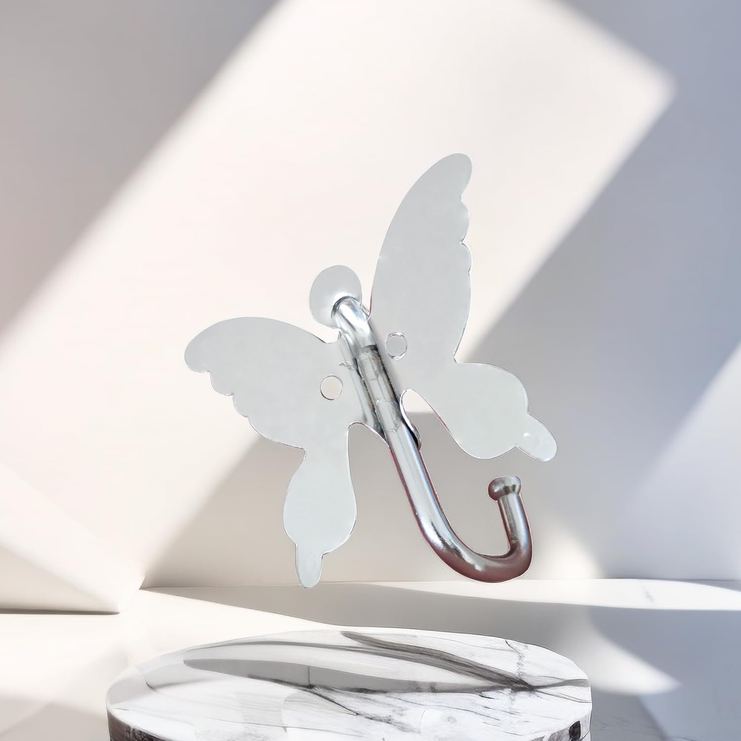 5-Pack Butterfly Shaped Adhesive Hooks - Heavy Duty Wall Hooks for Clothes, Keys, Hats, Robes & Towels - Perfect for Bathroom, Kitchen, Bedroom & Entryway Organization