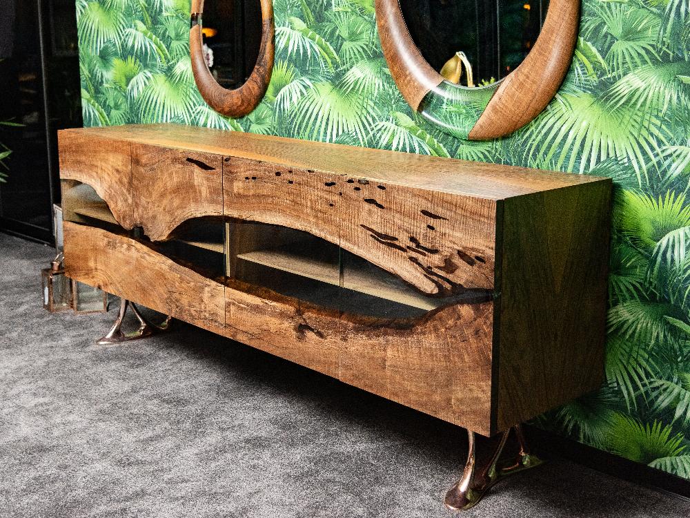 Modern Resin Credenza Sideboard Buffet for Dining Room & Living Room | Osso Collection | Stylish Storage Solution for Home Decor & Entertaining