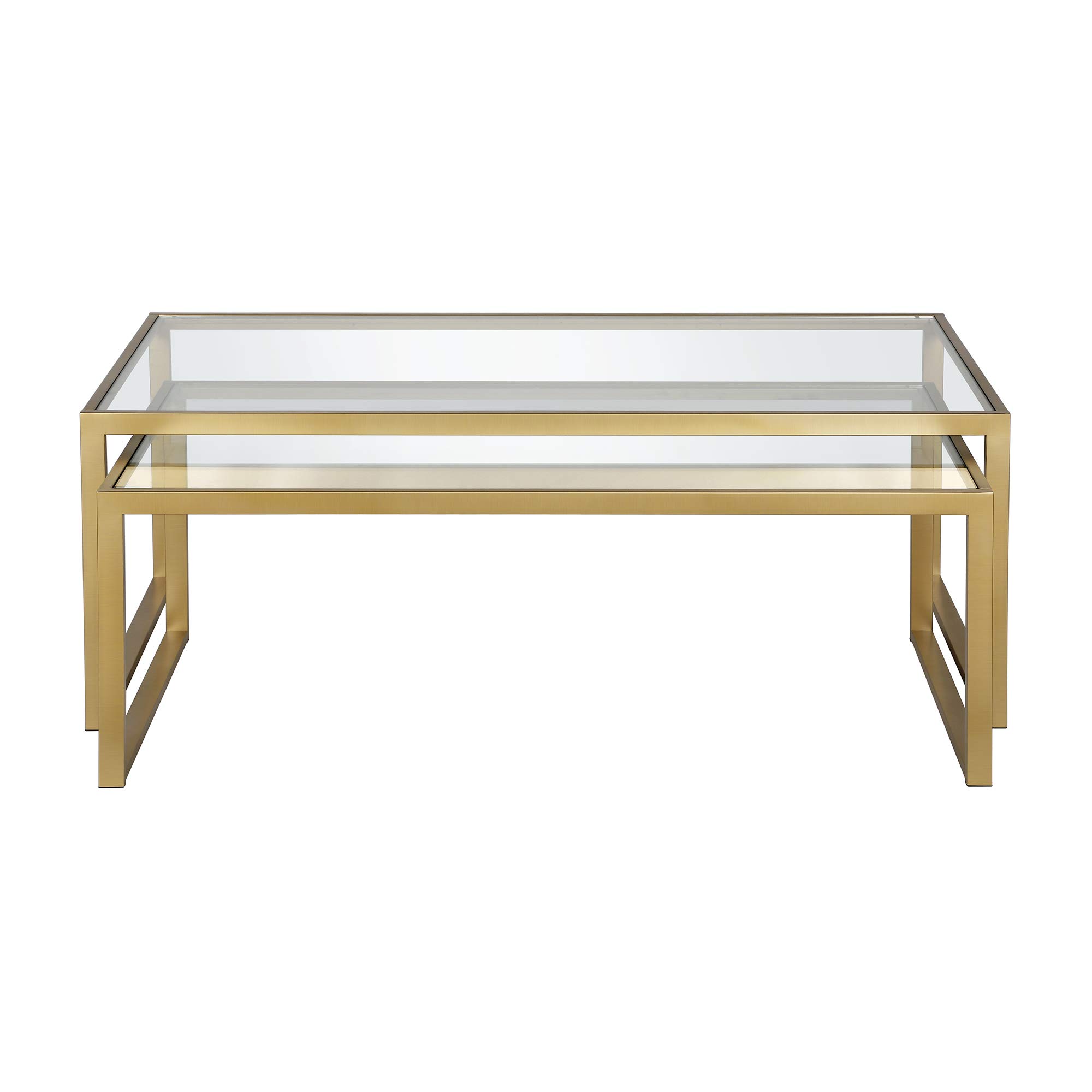 Henn&Hart Rectangular Nested Coffee Table in Brass - Modern Living Room Furniture, Minimalist Studio Apartment Essentials - Perfect for Small Spaces & Contemporary Home Decor