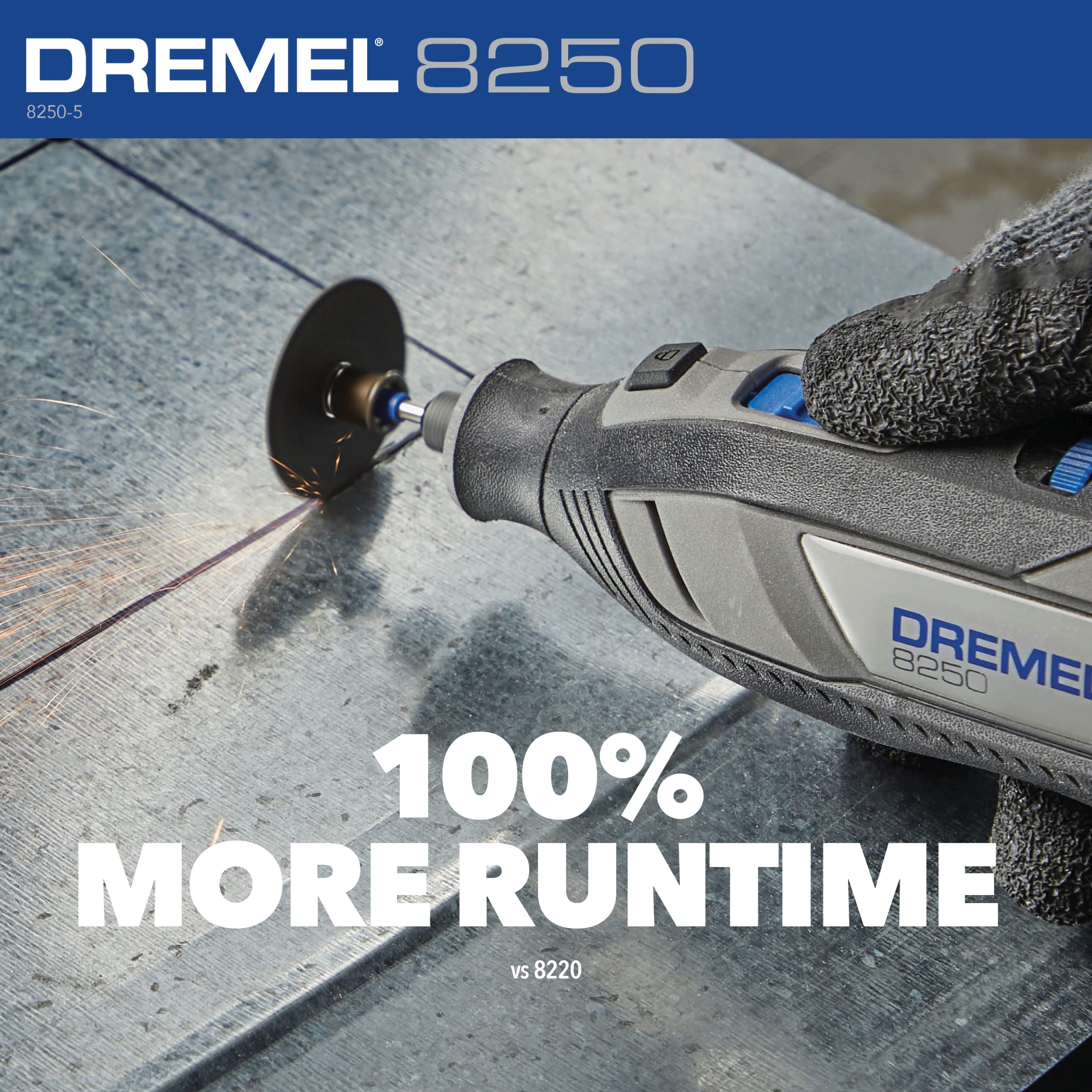 Dremel 8250 12V Cordless Rotary Tool with Brushless Motor - Variable Speed, 5 Accessories, 3Ah Battery & Charger Included - Perfect for DIY Projects, Woodworking, Metal Engraving & Crafting