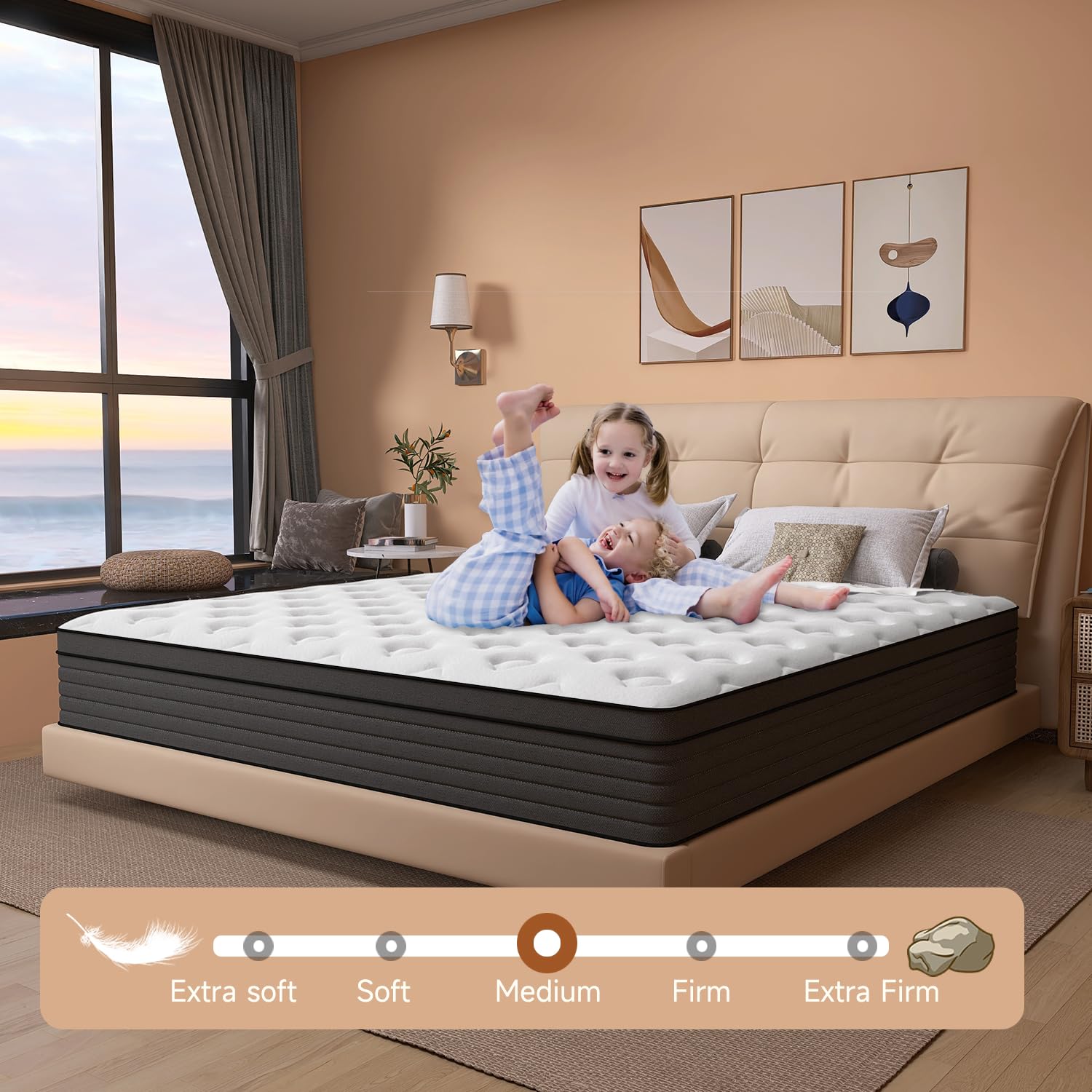 8 Inch Hybrid Queen Mattress with Gel Memory Foam & Pocket Springs - Medium Firm Support, Pressure Relief, Bed in a Box for Back Pain | Perfect for Master Bedrooms, Guest Rooms & Apartments