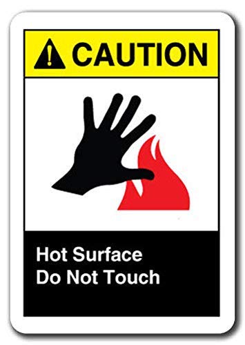 ANSI OSHA Compliant 10x7 Inch Aluminum Caution Sign - Hot Surface Do Not Touch - Durable Weatherproof Warehouse & Traffic Safety Sign (0.04