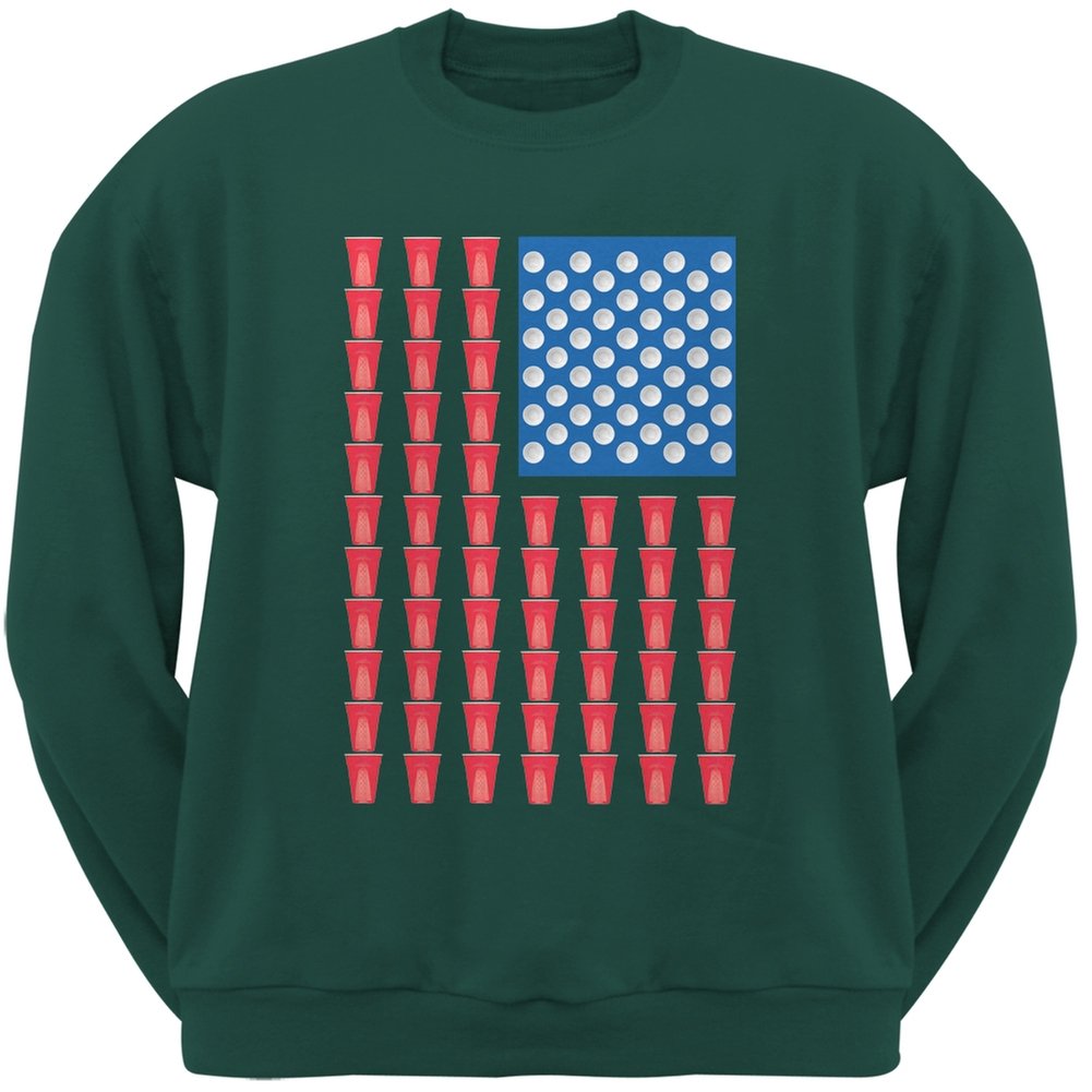 Old Glory St. Patrick's Day American Flag Forest Green Sweatshirt for Adults - Medium Size | Perfect for Irish-Themed Parties & Patriotic Celebrations