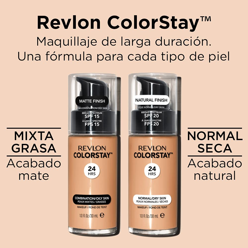 Revlon Colorstay Makeup Base for Oily Skin - Light Chestnut, Long-Lasting Matte Finish for Daily Wear
