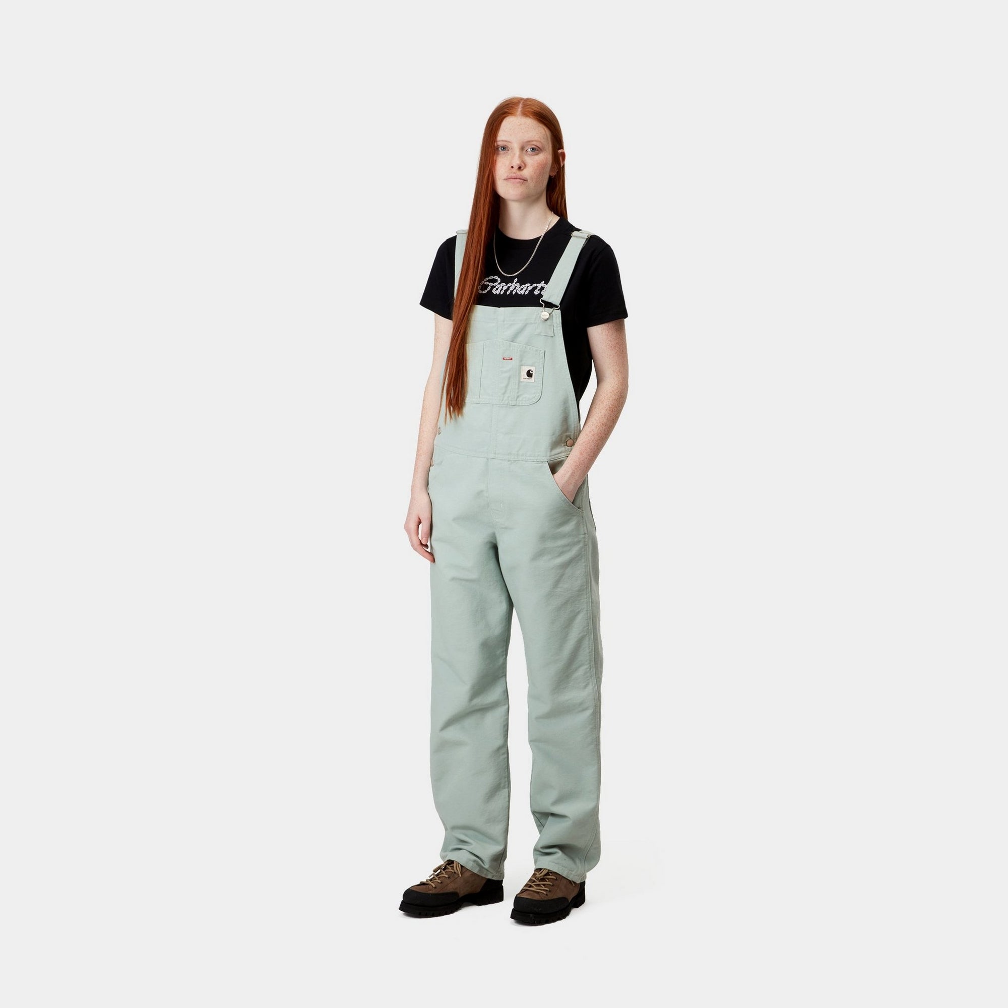 Women's Bib Overalls - Straight Leg Denim Jumpsuit in Frosted Green | Workwear & Casual Outfit for Women | Perfect for Farming, Gardening & Outdoor Activities