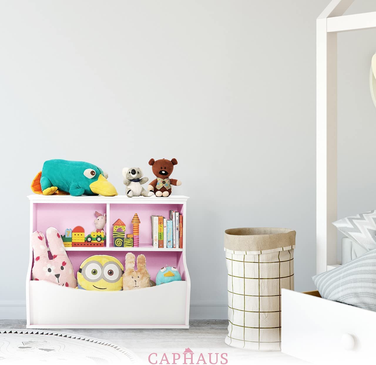 Kids Bookshelf & Toy Storage Cabinet - Fencer Wire Bookcase with Storage Cubby for Children's Room, Playroom, Hallway, Kindergarten & School | Perfect for Organizing Books, Toys & Learning Supplies