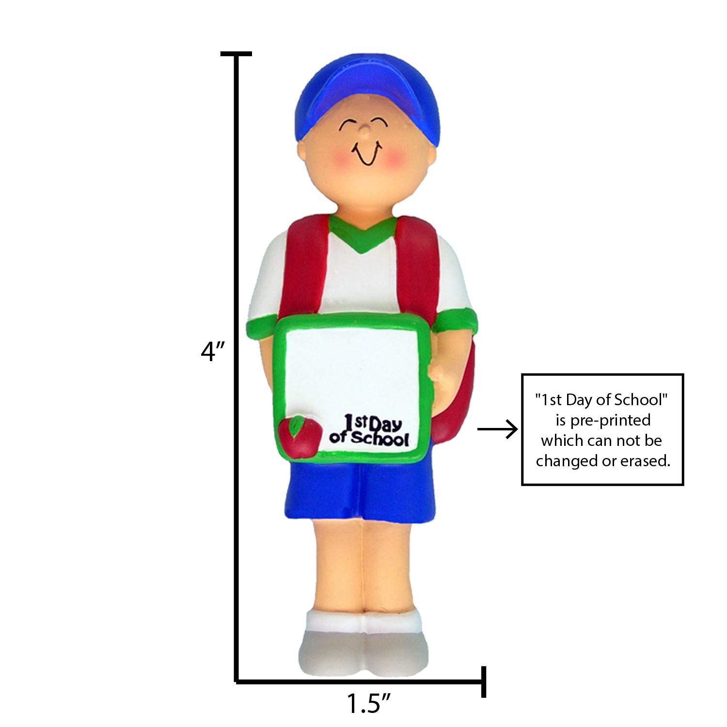 Personalized 2024 School Christmas Ornaments - First Day of School Keepsake for Students, Back to School Gift, Caucasian Boy Backpack Ornament by Elves | Perfect for Classroom Celebrations, Holiday Decor & Teacher Appreciation