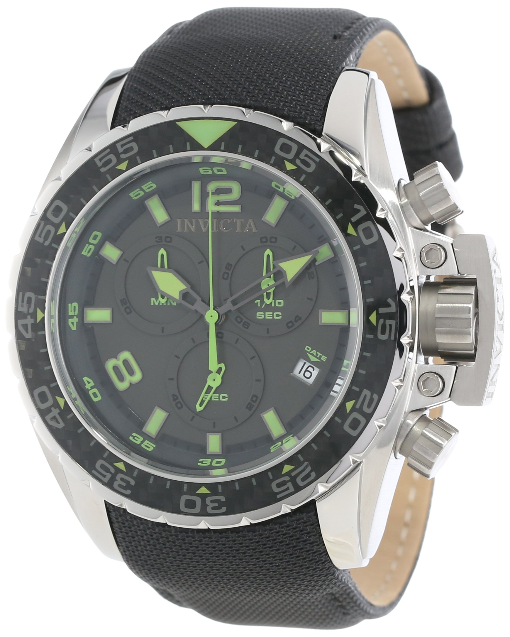 Invicta Men's 12451 Corduba Chronograph Black Dial Black Nylon Strap Watch - Water Resistant Sports Watch for Diving, Swimming & Outdoor Activities