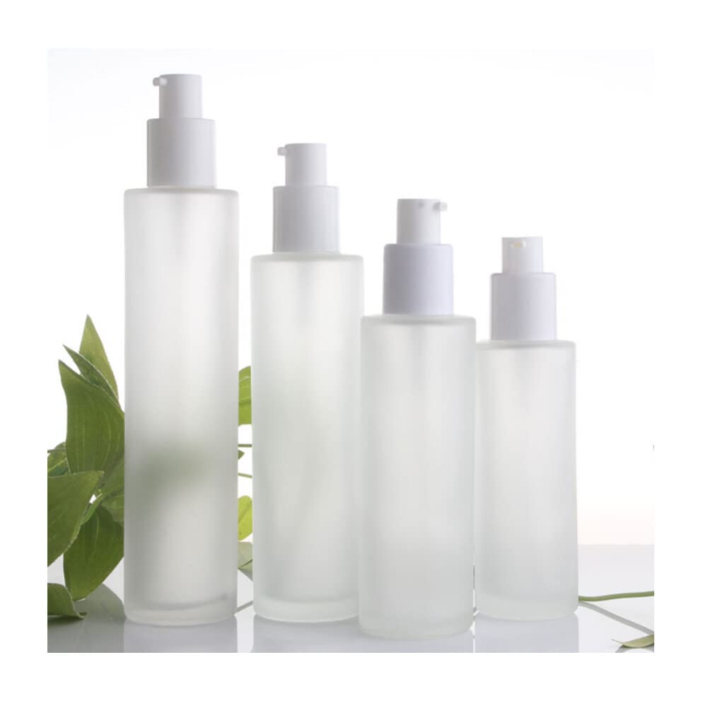 QUUPY 1oz (30ml) Empty Refillable Matte Glass Lotion Bottles with Pump - 3 Pack Travel-Size Toiletry Containers for Creams, Toners & Skincare - Perfect for Purse, Handbag & Gym Bag Organization