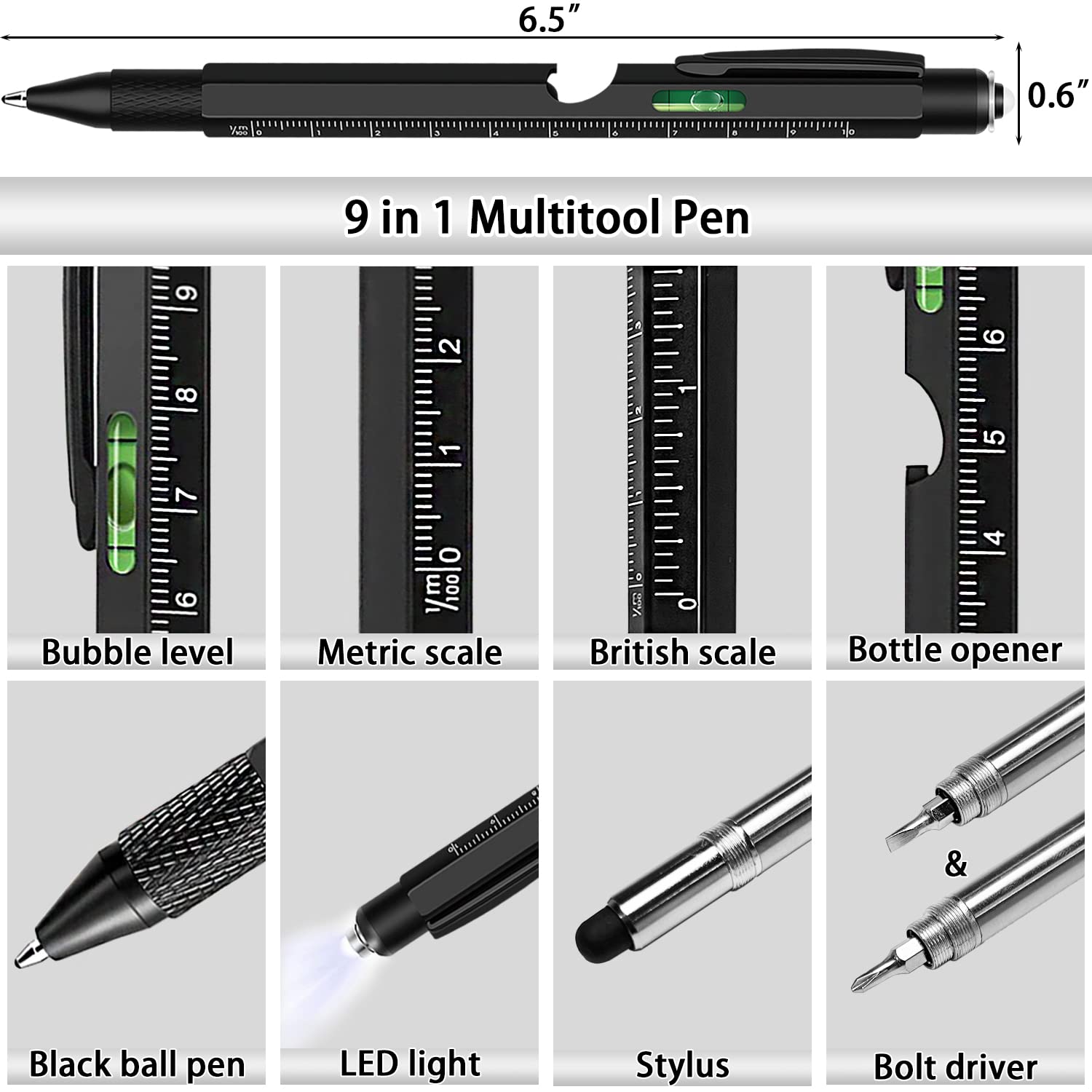 2-in-1 Multi-Tool Pen Set for Men - Perfect EDC Gadget, Father's Day & Birthday Gift Idea for Dad, Husband, Boyfriend - Great for Office, Camping, Hiking & Everyday Carry (2 Pack)