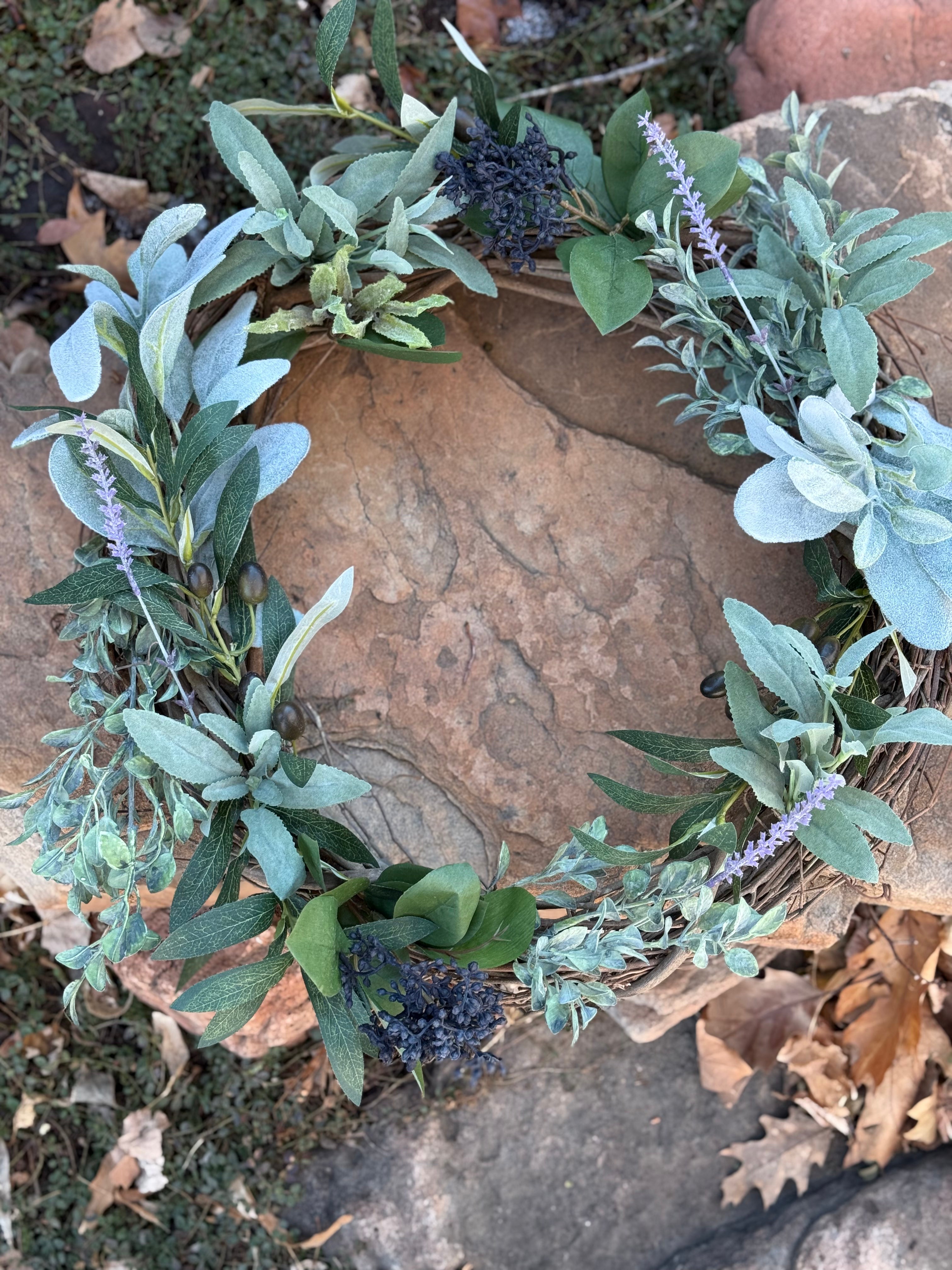 Under the Olive Tree Wreath - Handmade Olive Branch Wreath for Front Door, Wall Decor, Wedding & Home Decoration - Perfect for Christmas, Thanksgiving & Seasonal Home Decor