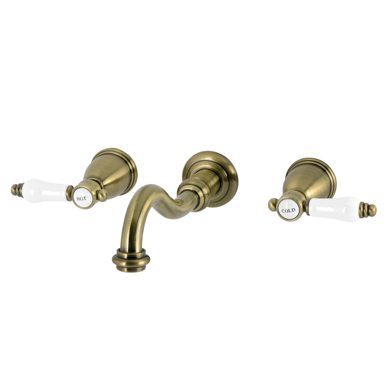 Bel Air KS3023BPL Antique Brass Roman Tub Faucet - 2 Handle Wall Mount Bathroom Faucet for Vintage Style Bathtubs | Perfect for Master Bathroom, Spa Retreat & Luxury Home Renovation