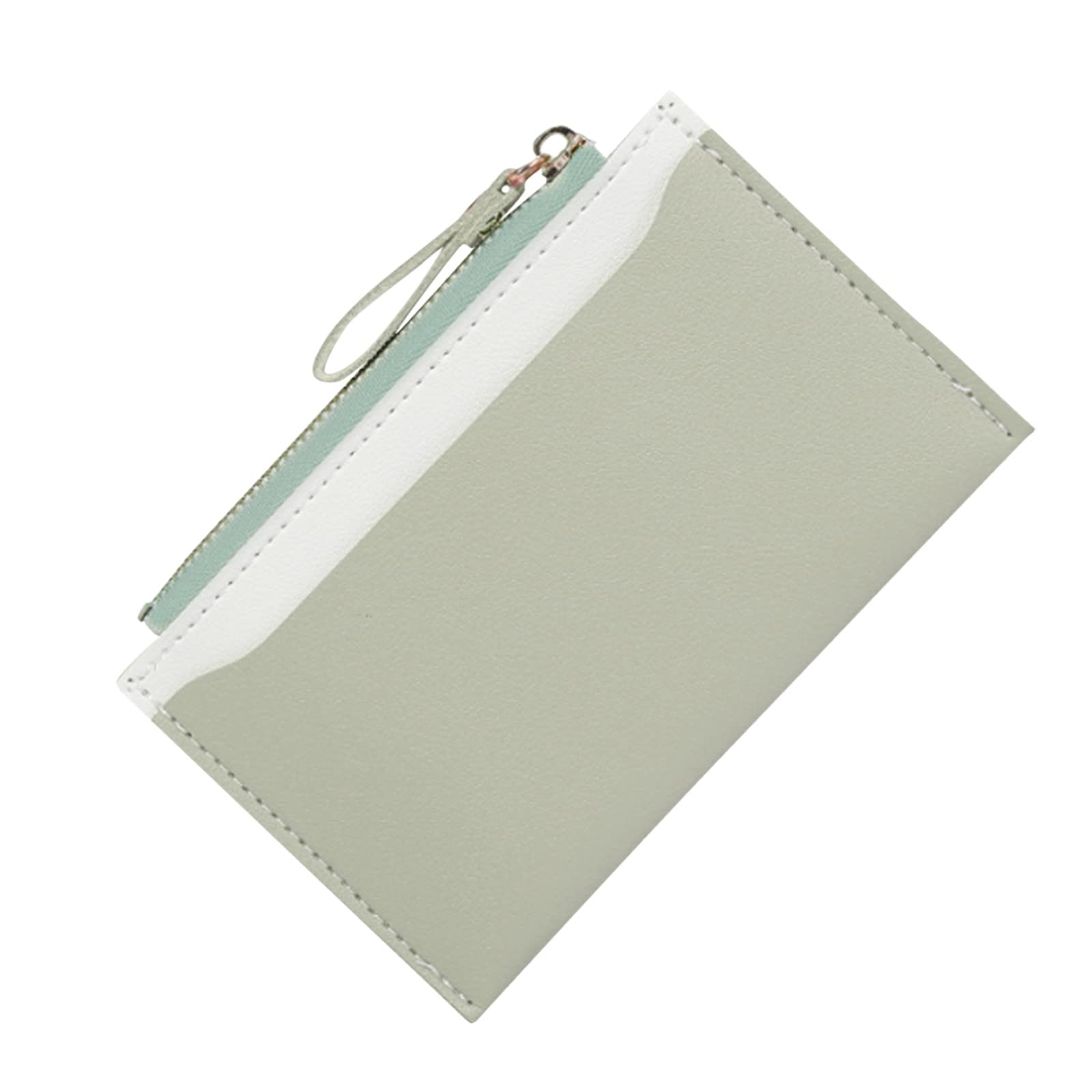 Women's Leather Colorblock Zip Coin Purse with Multi-Card Slots & Elastic Band - Stylish Wallet for Ladies & Men - Perfect for Travel, Shopping, and Everyday Use