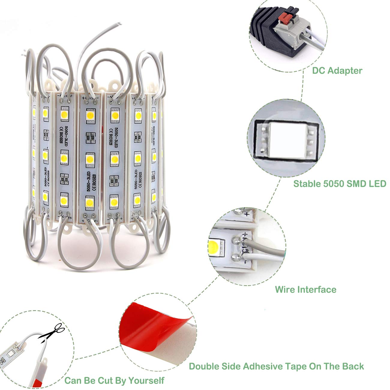 Waterproof LED Storefront Lights - 40PCS 5050 Strip Lights for Business Signs & Window Decor