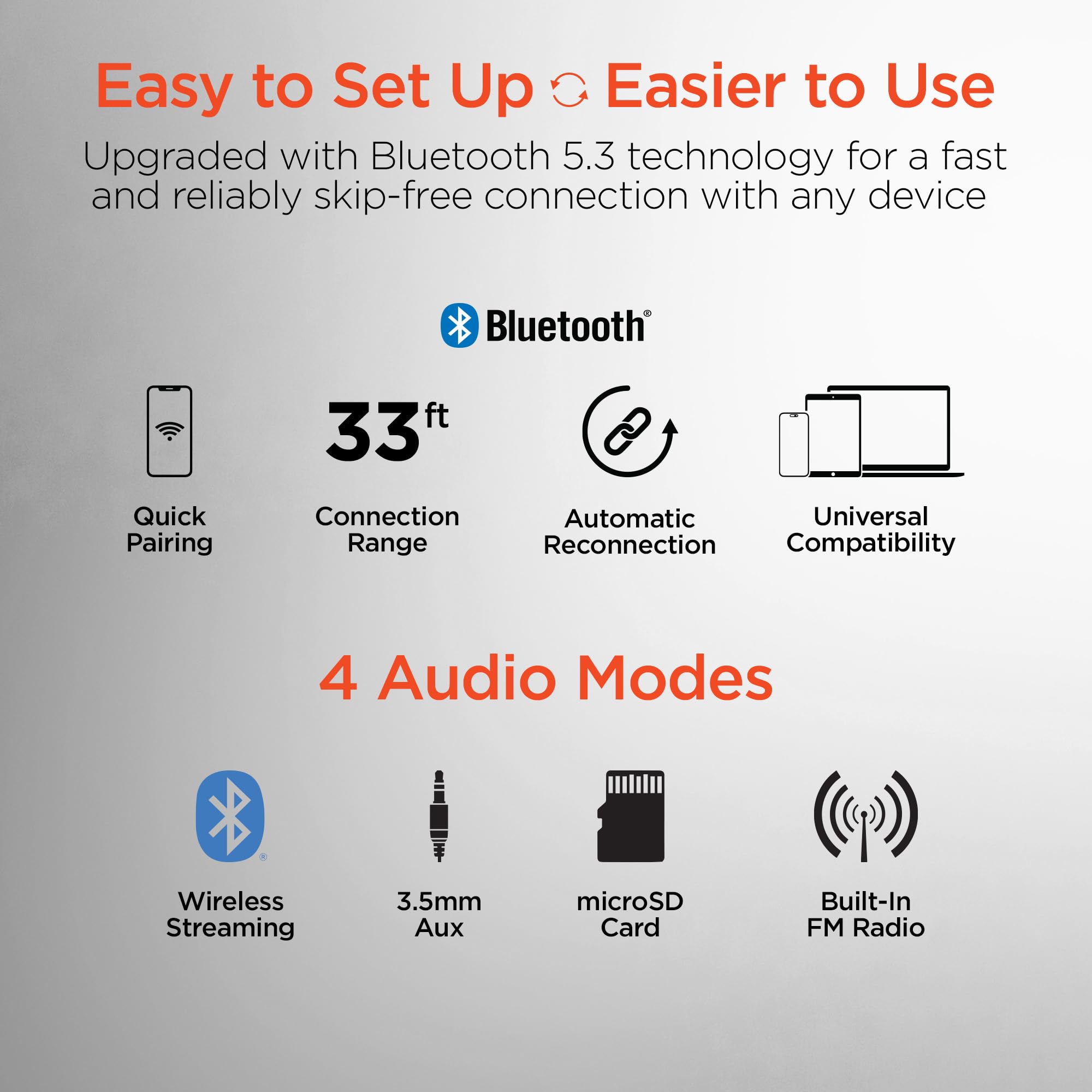 Foldable Wireless Headphones with HD Stereo Sound - Convert Between Personal Listening & Surround Sound Modes | White | Perfect for Travel, Workouts & Home Entertainment