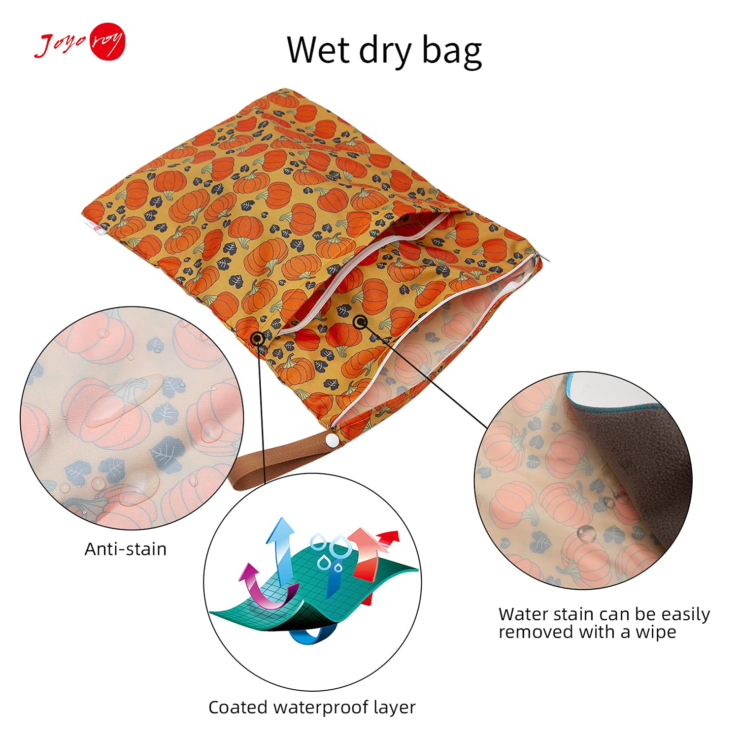 **Joyo Roy Waterproof Wet Dry Bags - Reusable Diaper Bag for Baby, Cloth Diapers, Beach & Pool Essentials - Ideal for Daycare, Travel & Swimming**