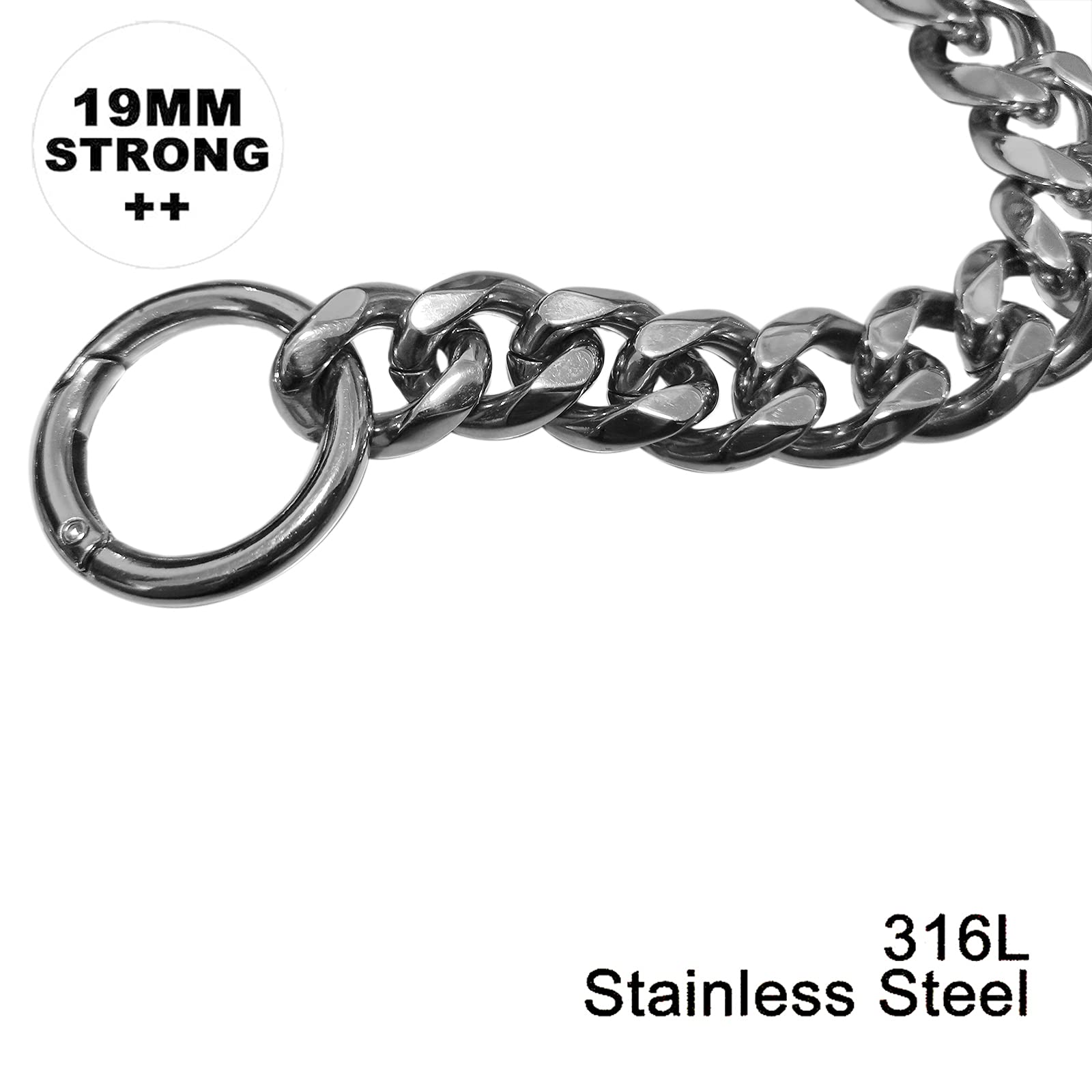 Heavy Duty Silver Dog Choker Collar - 16 18 20 22 24 26 Inch Adjustable Training Chain for Large Dogs | Cuban Link Necklace Style Pet Collar | Perfect for Obedience Training & Daily Walks (20 Inch, Silver)