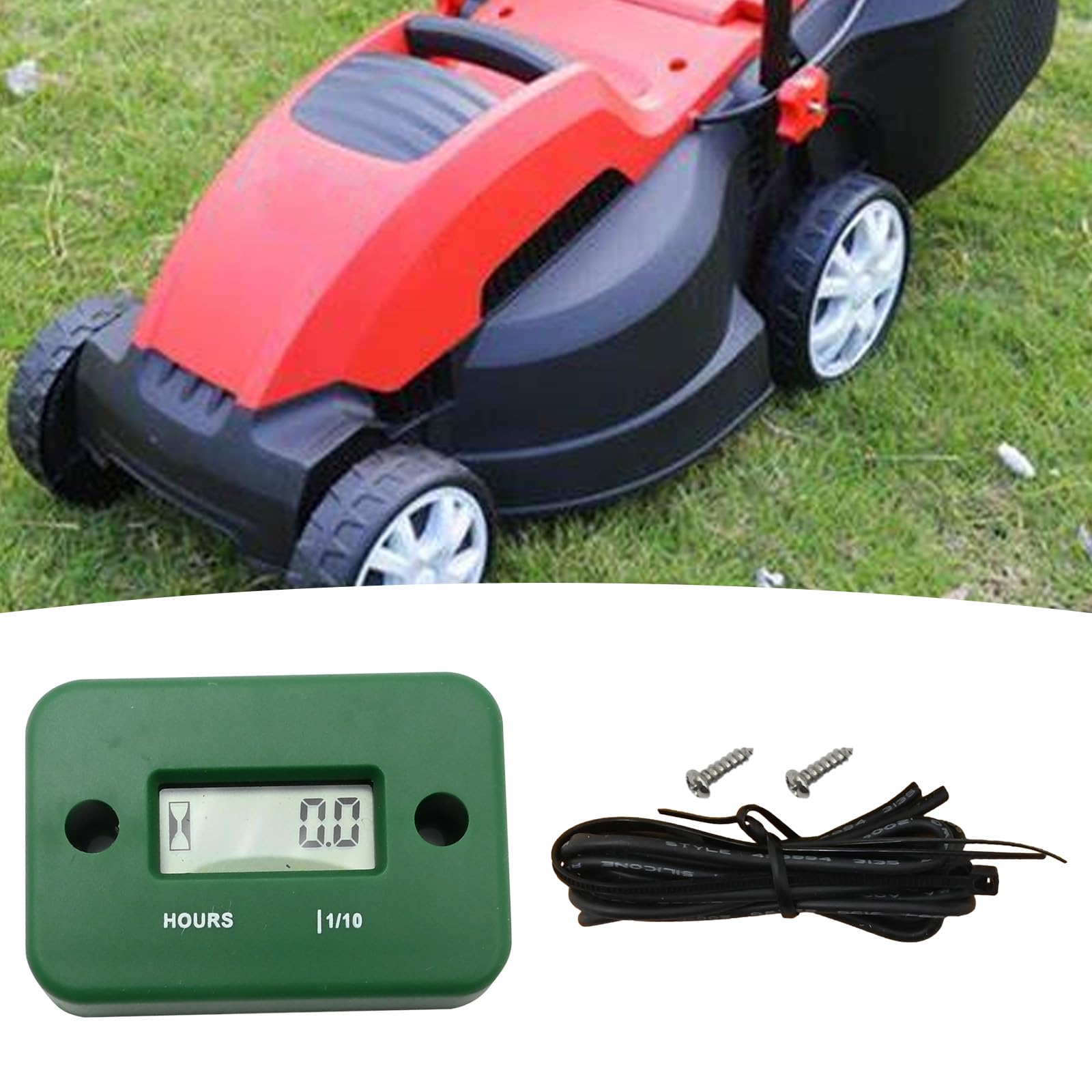 Waterproof Inductive Hour Meter for Dirtbike, Lawn Mower, Motorcycle, Snowmobile, ATV, Boat & Generator - 99999 HRS Green | Track Engine Usage for Maintenance & Performance Monitoring