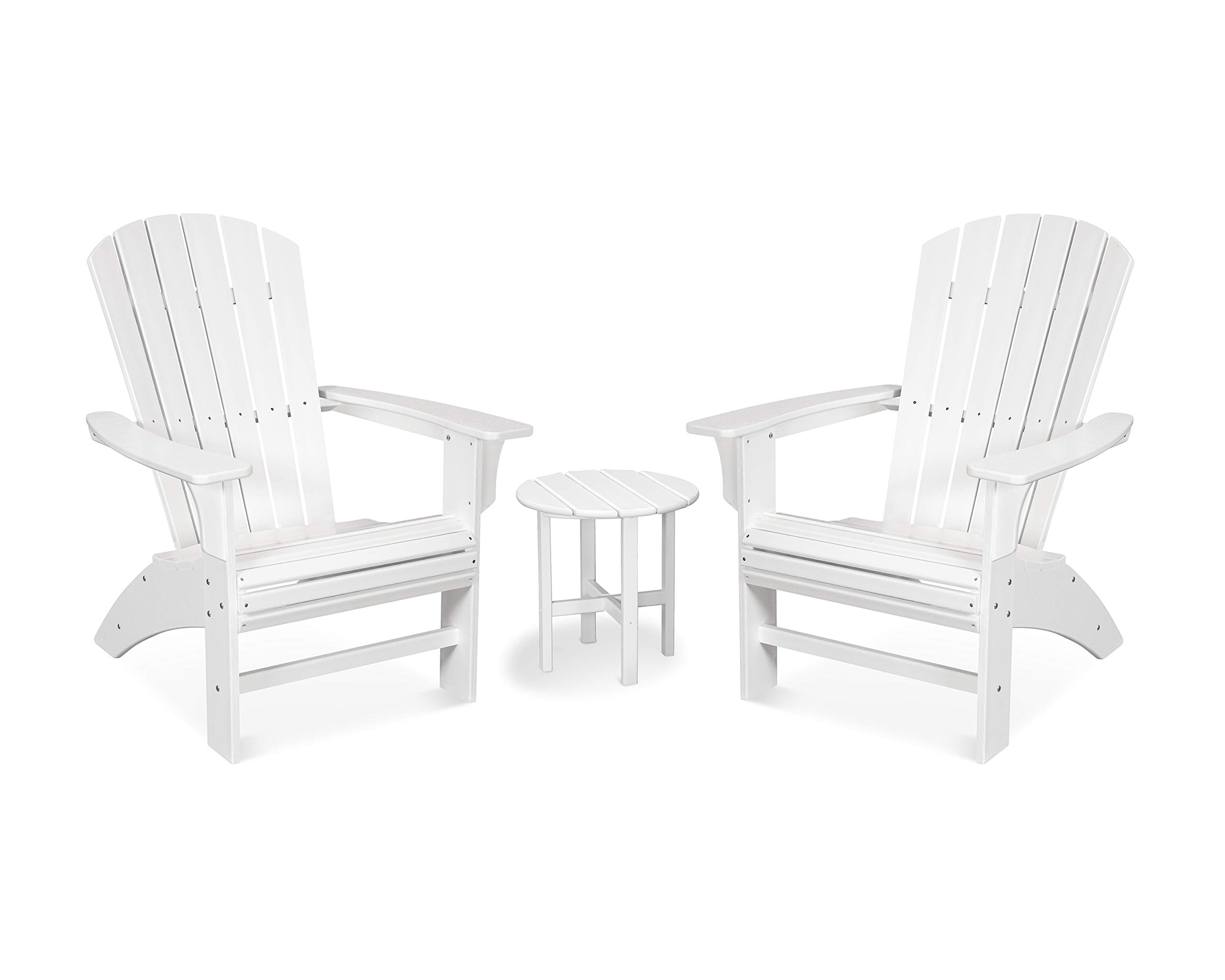 Premium Trex Outdoor Furniture Yacht Club 3-Piece Curveback Adirondack Chair Set with Side Table - All-Weather Wicker Patio Seating for Poolside, Garden & Backyard Relaxation