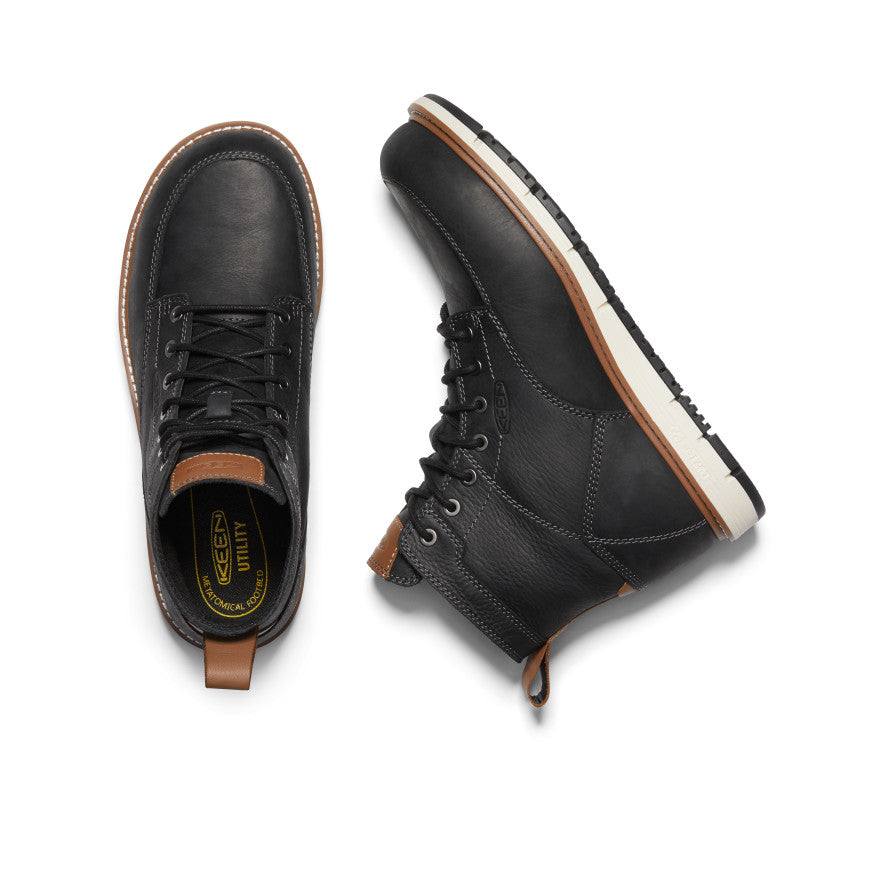Men's San Jose 6 Aluminum Toe Work Boots - Black/Caramel Cafe | Durable Safety Shoes for Construction, Warehouse & Outdoor Work