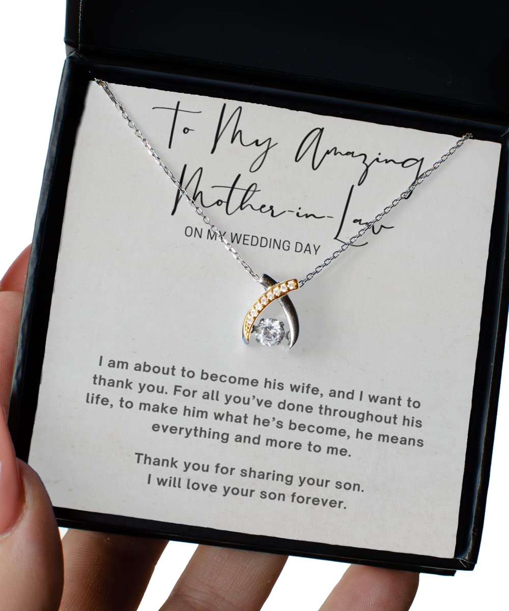 Beautiful Wishbone Dancing Necklace - Thoughtful Gift for Mother-in-Law, Bonus Mom, or Bride's Mother - Perfect for Weddings, Christmas & Birthdays - Elegant Jewelry for Special Occasions & Daily Wear