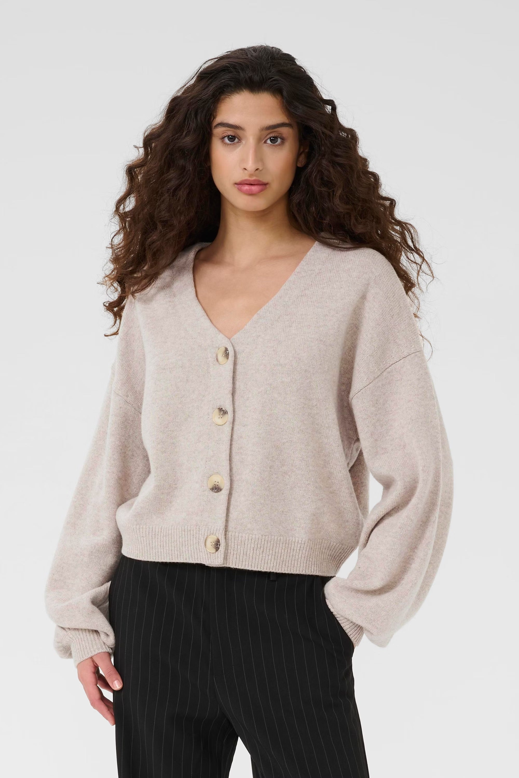 Gestuz Manzi Cardigan - Grey Melange Women's Knit Sweater | Cozy Fall & Winter Layering for Office & Casual Outfits