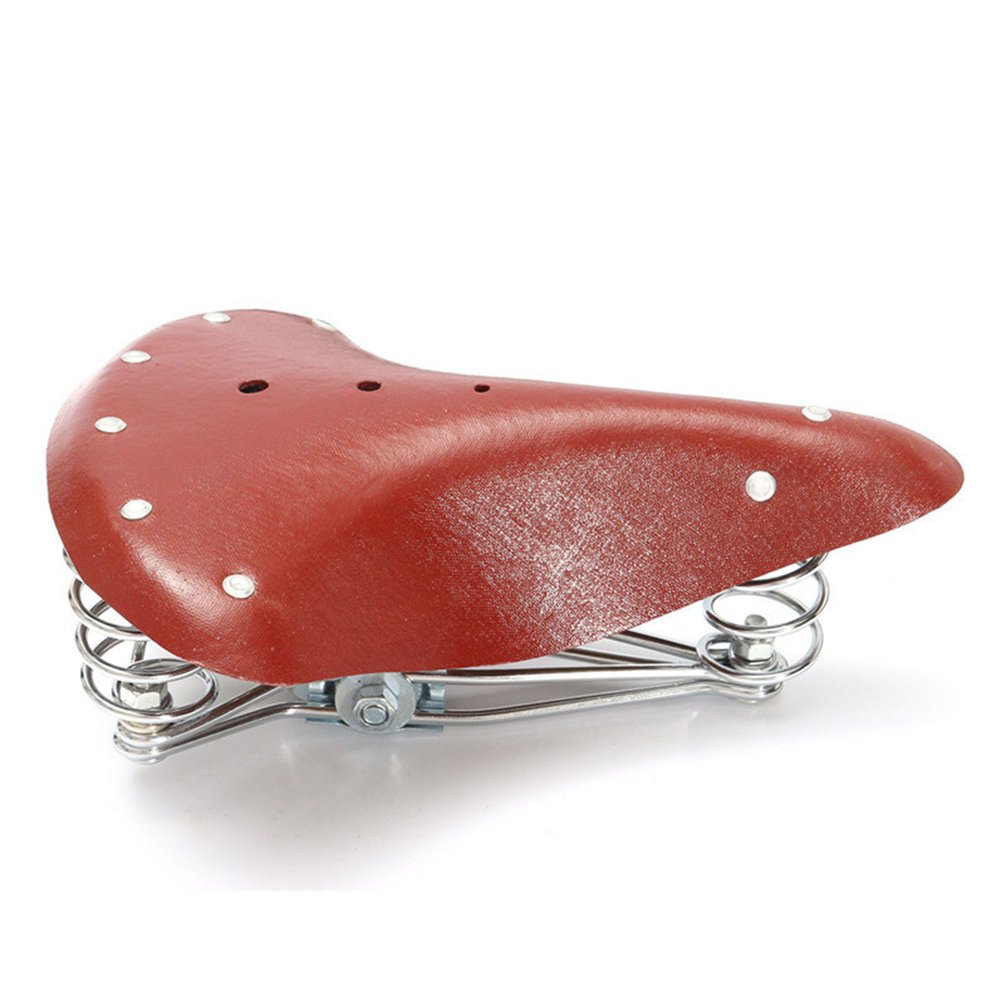 Premium Men's Retro Bike Saddle - Genuine Patent Leather Comfort Seat for Mountain & Road Bicycles | Ideal for Commuting, Leisure Rides & Long-Distance Cycling