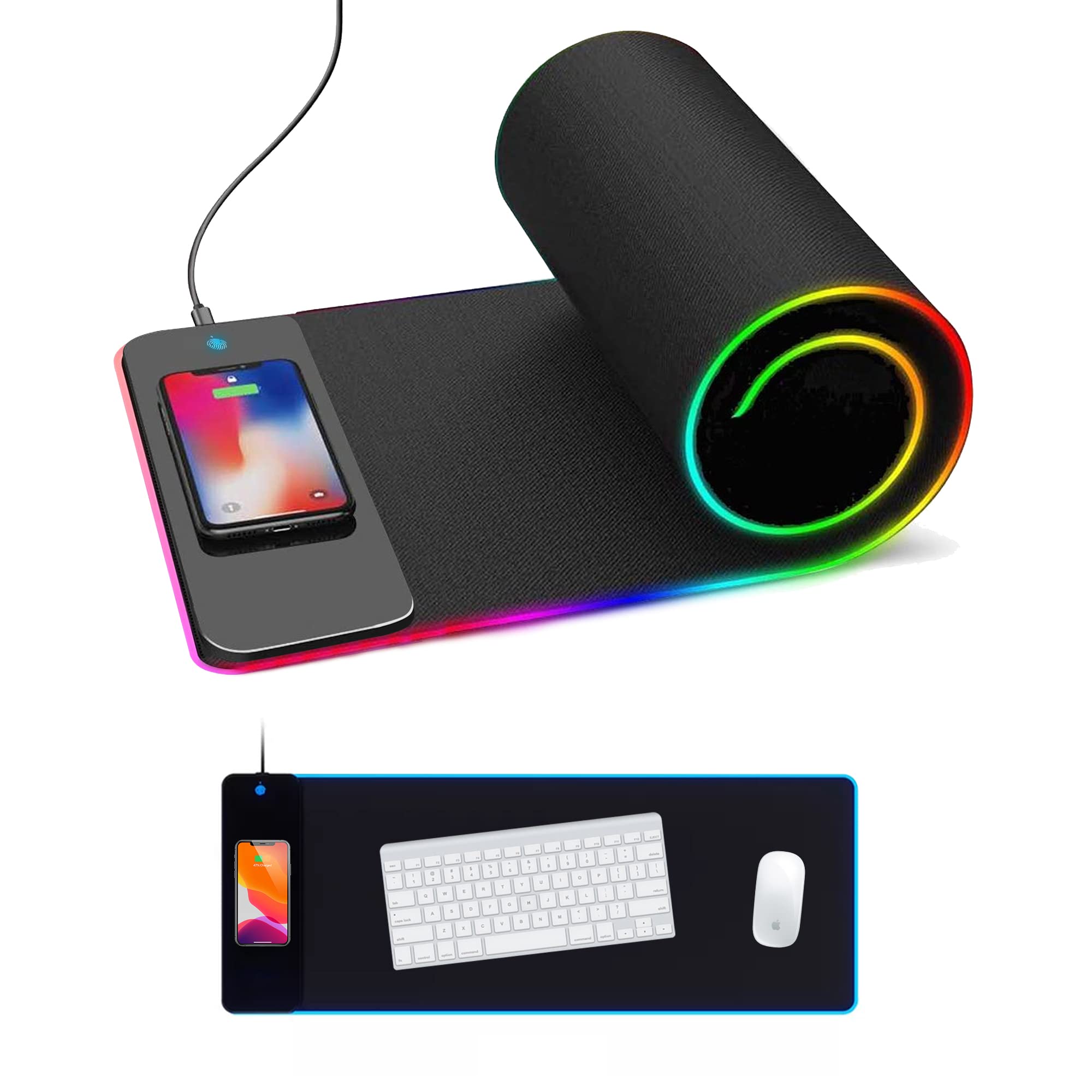Wireless Charging RGB Gaming Mouse Pad - 12