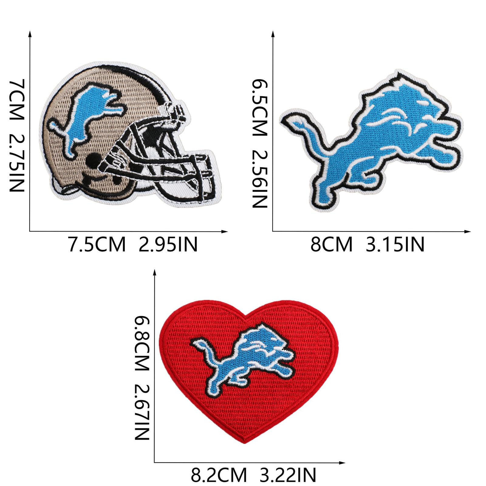 6Pcs Lions Rugby Team Logo Iron On or Sew On Patches - Embroidered Appliques for Clothes, Jeans & DIY Projects - Perfect for Fans, Jerseys & Customizing Gear