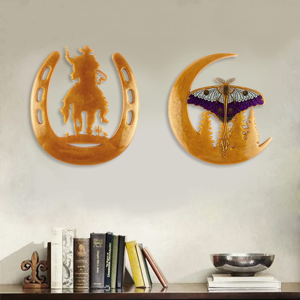 iSuperb 2-Piece Forest Butterfly & Horseshoe Cowboy Resin Molds Set - DIY Epoxy Casting Silicone Molds for Wall Art, Home Office Decor, Shelf & Table Display - Perfect for Handmade Wall Hangings and Western-Themed Décor