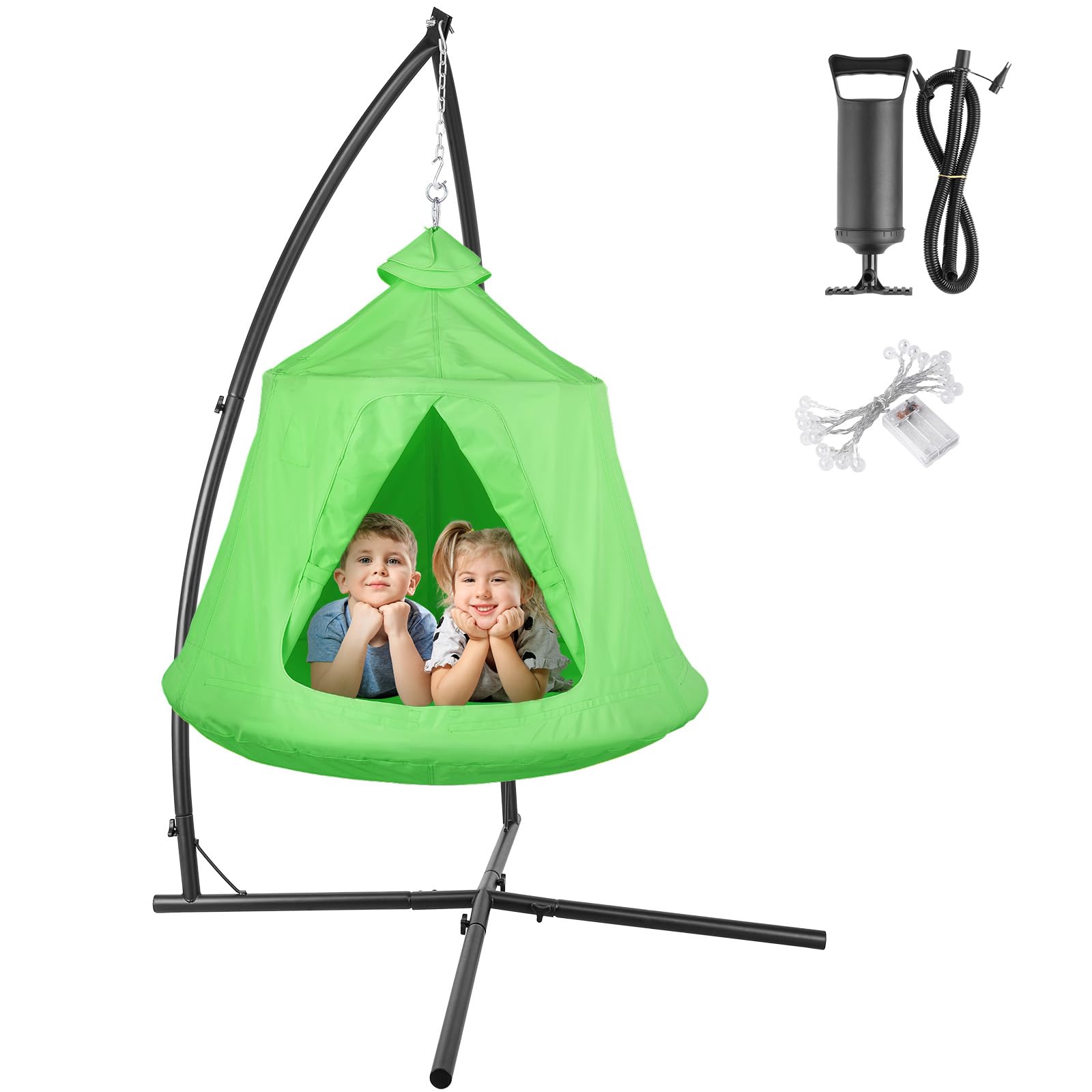**Arlopu Hanging Hammock X-Stand with Tree Tent - Indoor & Outdoor Metal Swing Chair Stand for Play Tent, Egg Basket Patio Seat, Porch, Bedroom, Balcony - Adjustable Solid Support Stand (Green) - Perfect for Relaxing, Camping, and Backyard Lounging**
