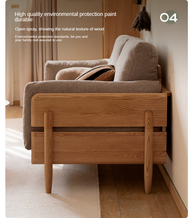 Solid Oak Wood Sofa - Modern High Back Design for Living Room, Lounge & Office - Durable & Stylish Furniture for Home Decor