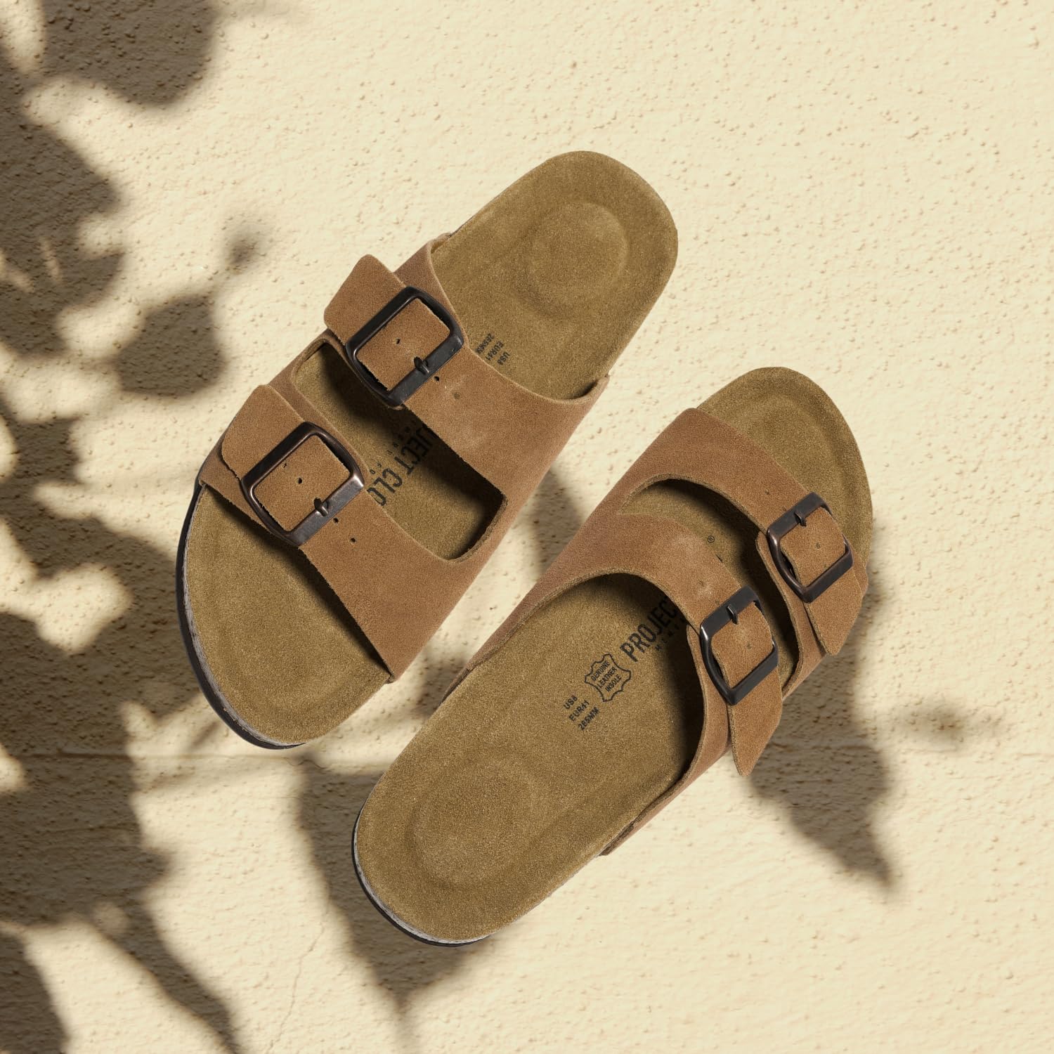 Premium Genuine Leather Men's Sandals with Memory Foam & Cork Footbed - Comfortable Non-Slip Flip Flops with Adjustable Straps - Ideal for Beach, Pool, Travel & Casual Wear (Arizona)