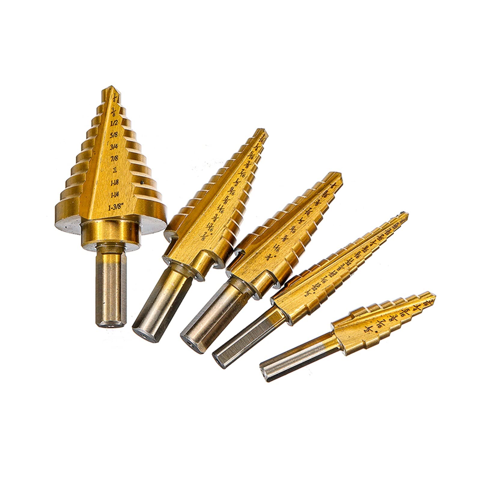 6-Piece HSS 4241 Titanium-Coated Step Drill Bit Set - High Speed Steel Tapered Cone Bits for Metal, Wood, Plastic - 50 Sizes Multi-Hole Cutting Tool Kit with Storage Case - Perfect for DIY, Plumbing, Electrical Work & Automotive Repairs