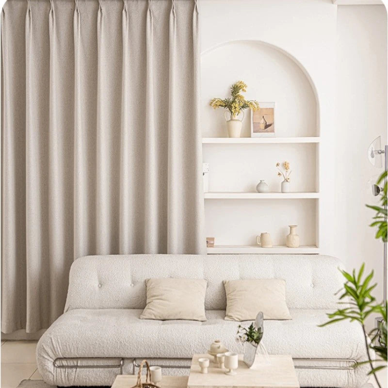 Agnes Textured Cotton Linen Blackout Curtains for Bedroom - Custom Size Thermal Insulated Drapes for Living Room & Nursery (96