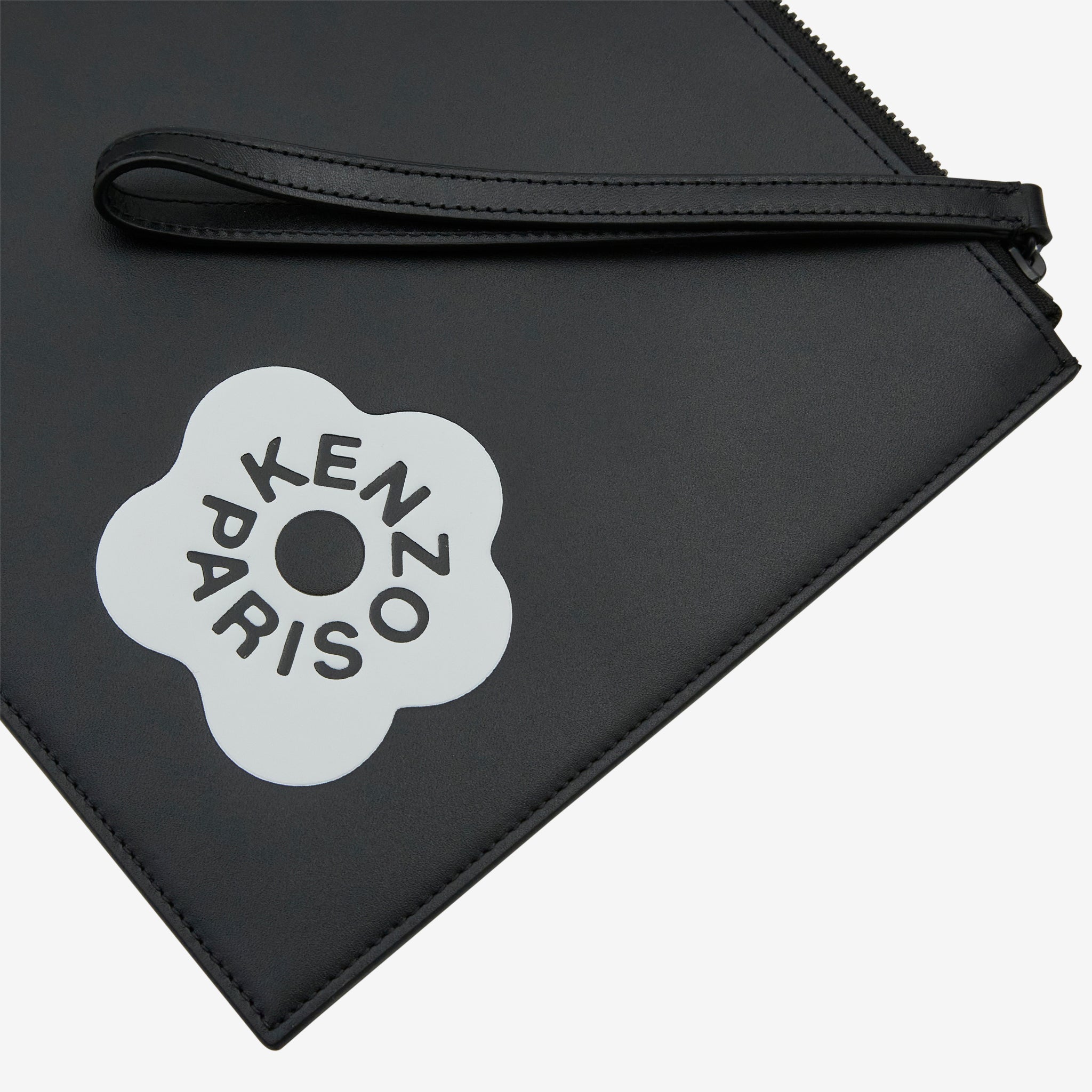 KENZO STAMP Large Leather Clutch Bag for Women - Black Genuine Leather Handbag - Perfect for Evening Parties, Weddings & Date Nights